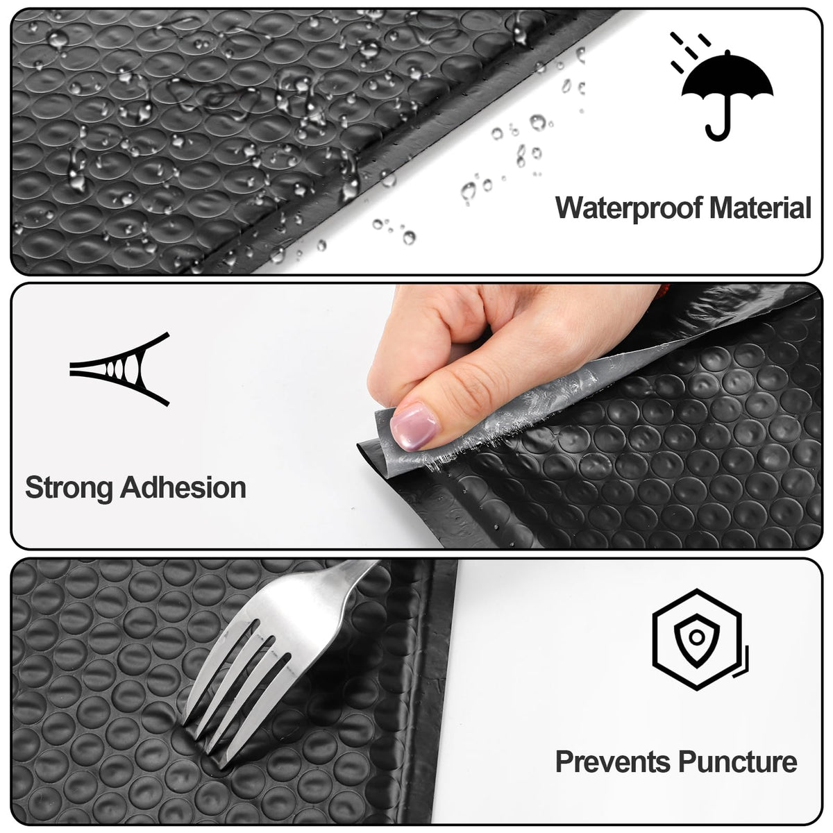 Nicunom 100 Pack Bubble Mailers 6x10", Usable Size 6x9" Self Seal Padded Envelopes Opaque Poly Wrap Bubble Bags Waterproof Shipping Bags for Small Business Mailing Makeup Jewelry Gifts, Black