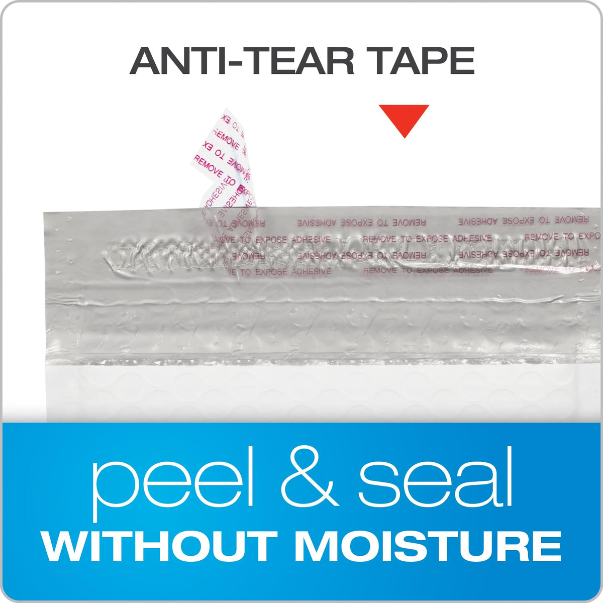 Quality Park Bubble Mailers, 6 x 9 Shipping Envelopes, Water Resistant White Poly Padded Mailers, Redi-Strip Peel Off Closure, 25 Per Box (1002347)