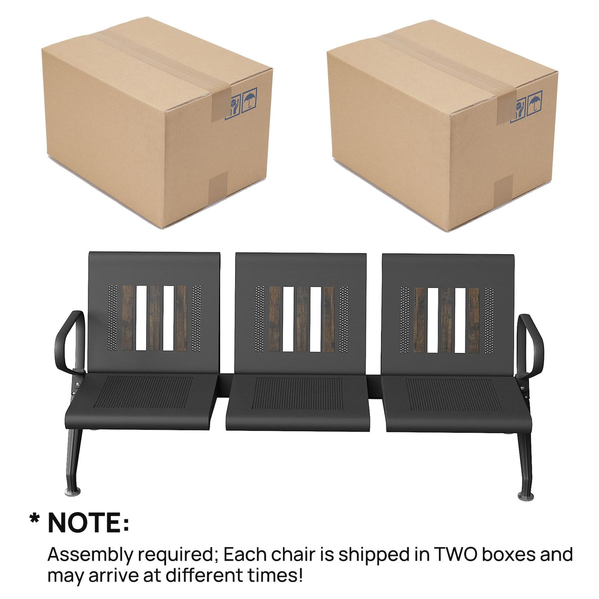 wonline Waiting Room Bench, Waiting Room Chairs with Arm, Office Furniture Lobby Conference Reception Bench Office Guest Seating for Clinic Airport Hospital Barber Salon Bank
