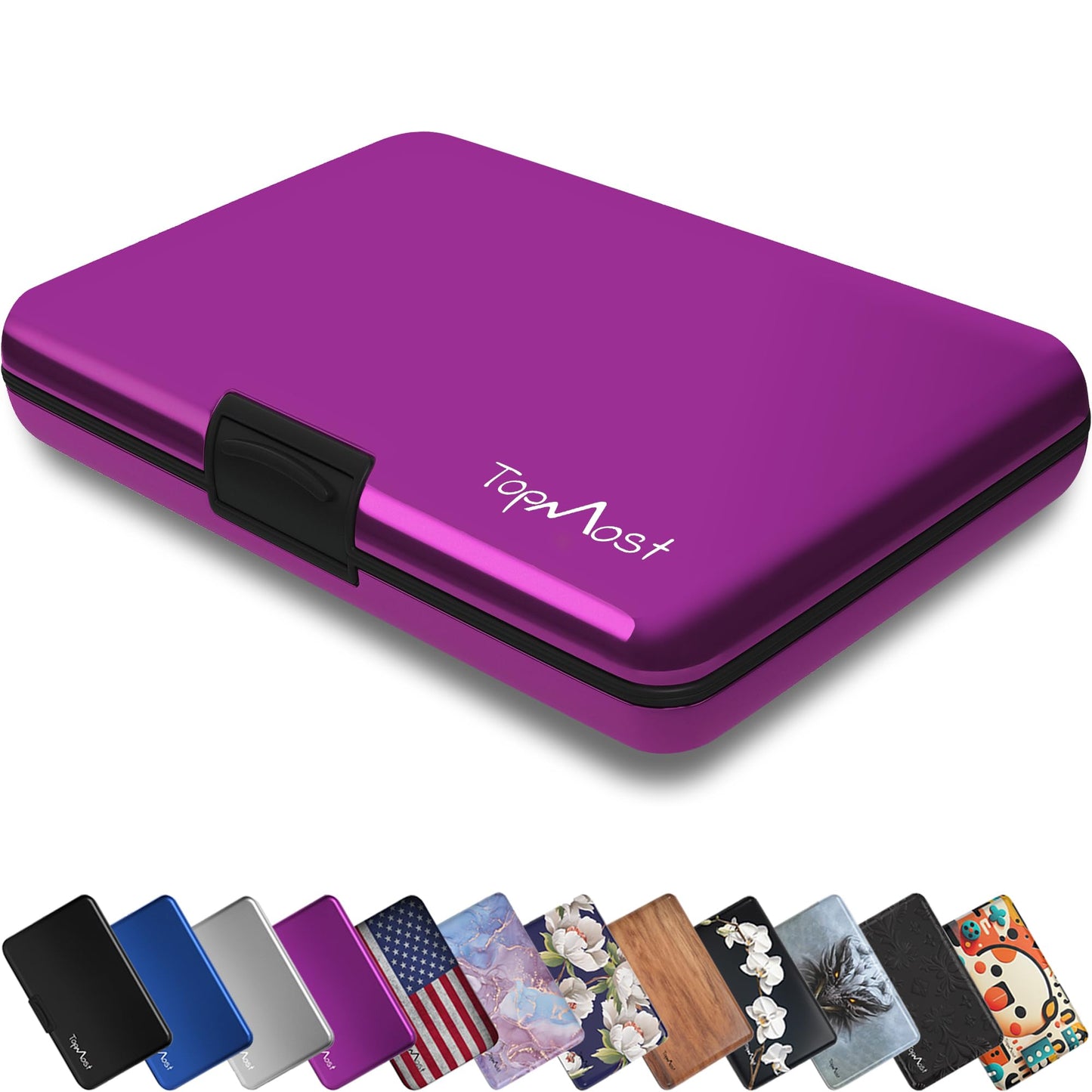 TopMost Aluminum Wallet, Card Case Wallet, Metal RFID Credit Card Holder for Men & Women, 6 Cotton Slots for 10-12 Cards And Bills, Rfd Protective (Purple)