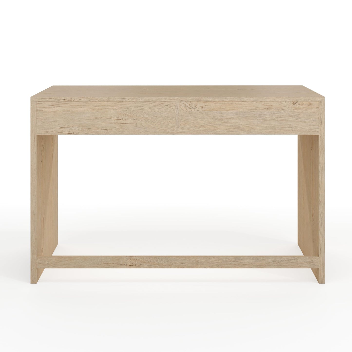 Martha Stewart Kayden Home Office Modular Desk with 2 Drawers in Light Natural with Brushed Gold Hardware