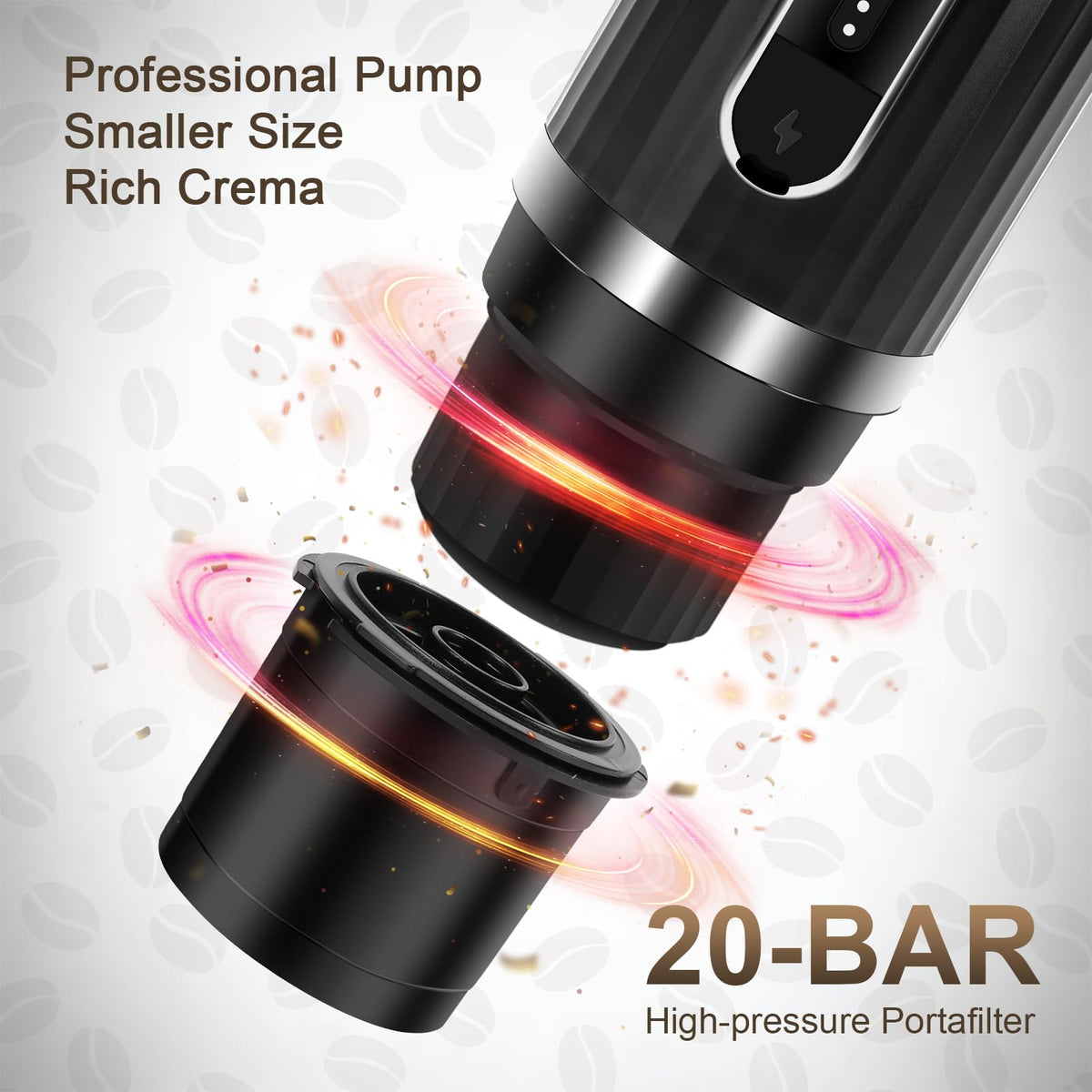 ZEMBSOYA Portable Espresso Machine, Travel Espresso Maker, Car Coffee Maker Self-Heating with USB-C, Compatible with Ground Coffee & Capsules (NS＆DG) for RV, Hiking, Camping, Office
