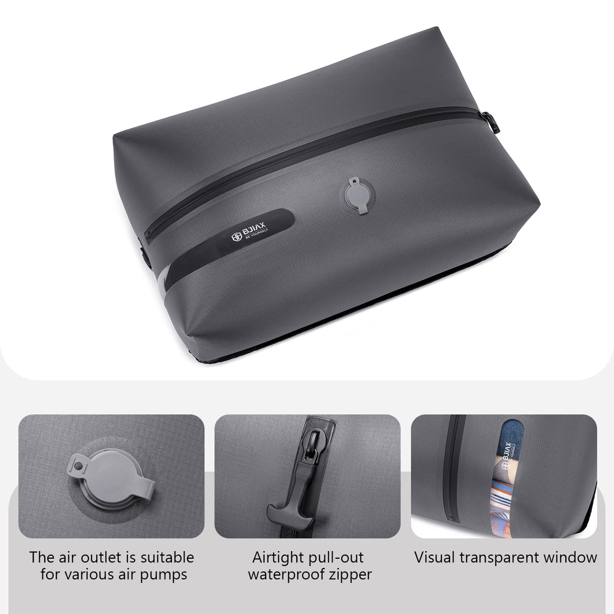 Vacuum Bags for Travel with Pump,Reusable Compression Packing Cubes to Save Space for Luggage and Backpack with IP68 Waterproof,Vacuum Seal Bags for Clothing travel（2packbag with Pump)
