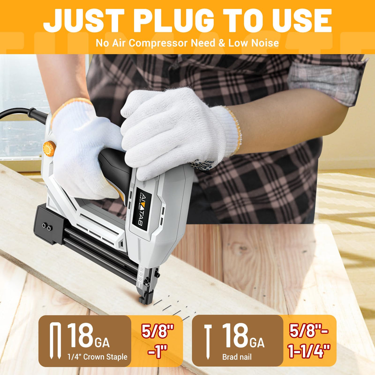 Electric Nail Gun, Batavia 2-in-1 Staple Gun Brad Nailer 18 Gauge for Heavy Duty, 120V Stapler Gun for Upholstery, Carpentry, DIY, 1/4'' Narrow Crown Staples 200pcs and Nails 800pcs Included