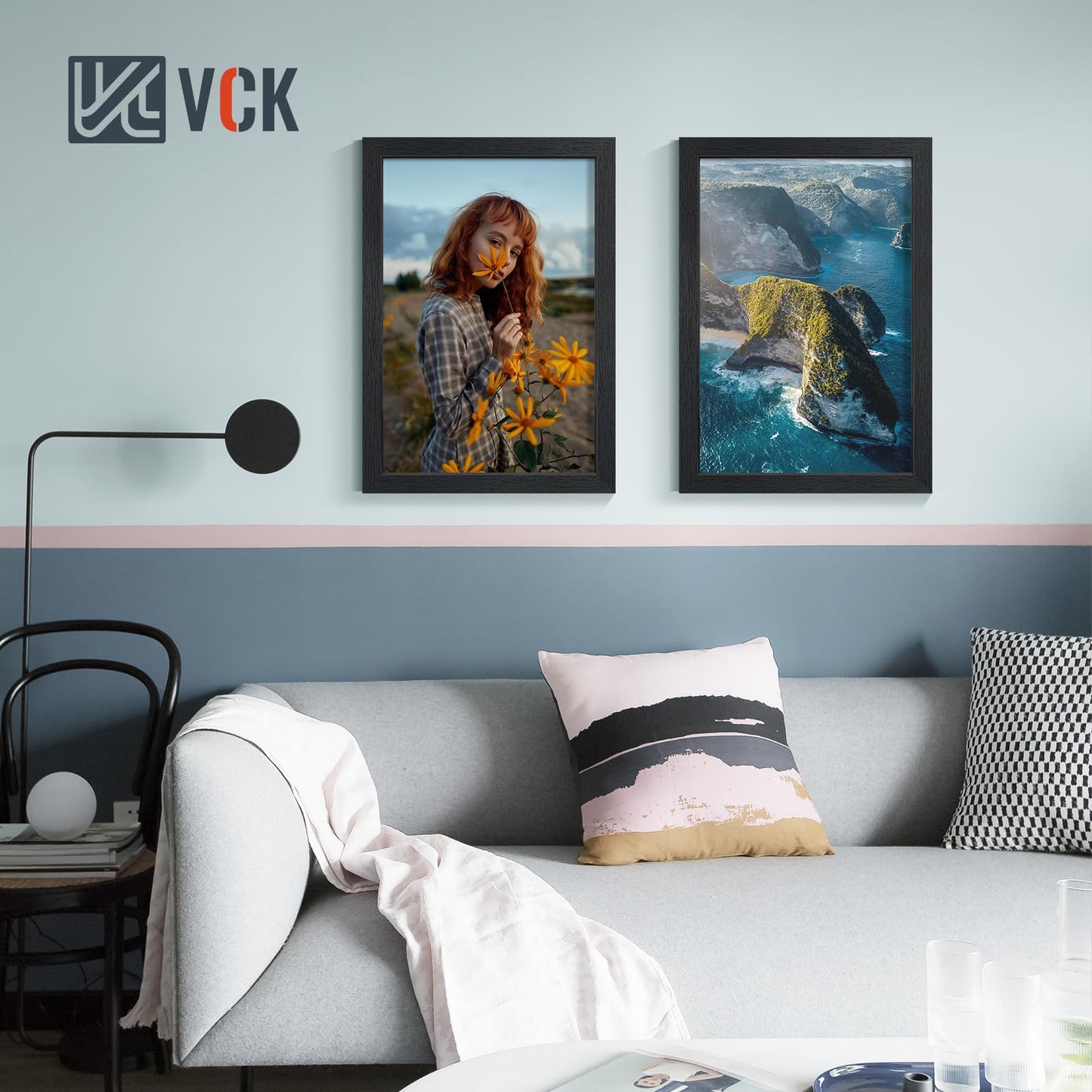 VCK 13x19 Picture Frames Black Set of 6, Wide Border Wood Poster Frame, Multi-Directional Display Family Photos, Office Prints, Studio/Gallery Artwork, Woodgrain Series, Wall Hanging