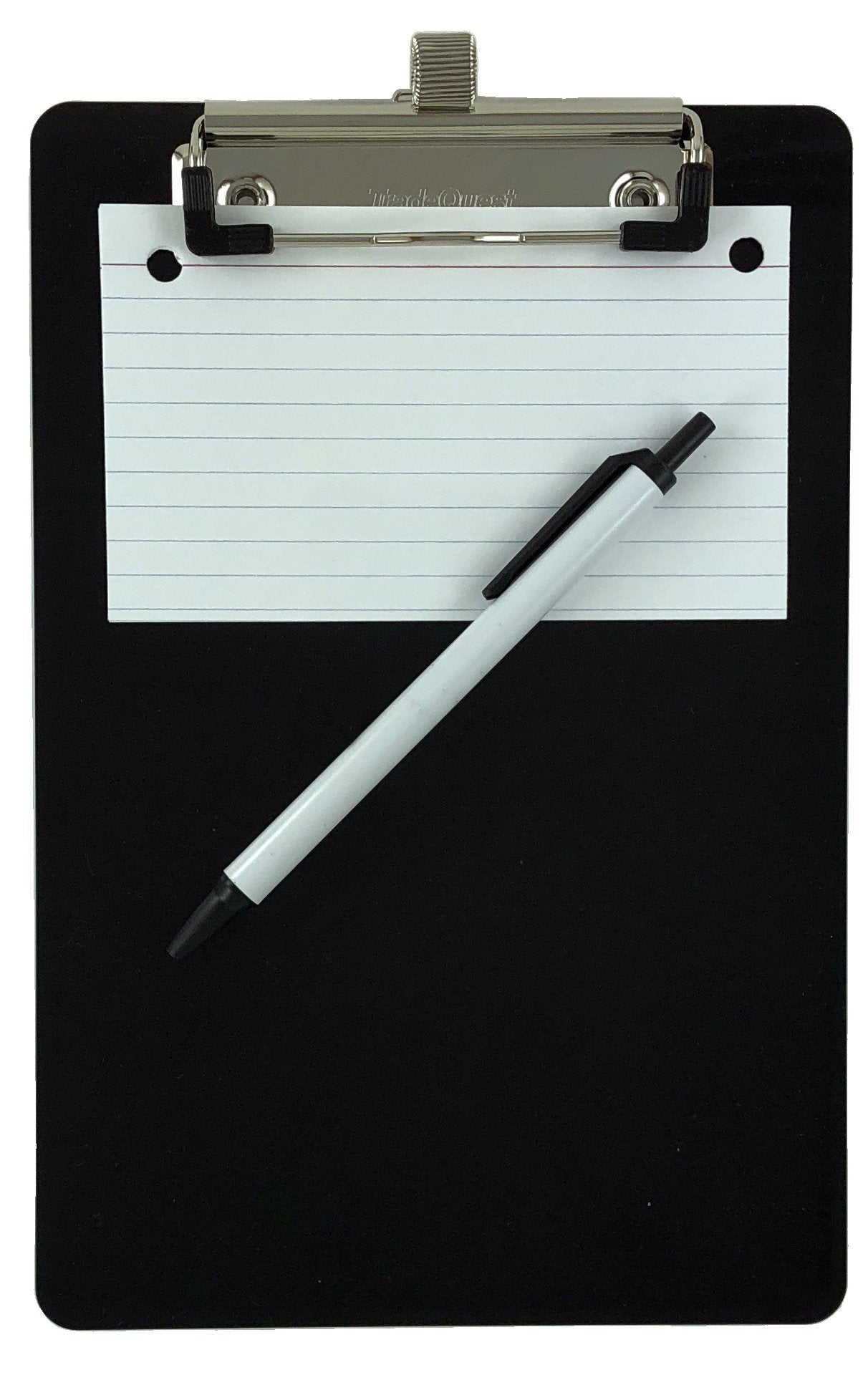 Trade Quest Small Memo Clipboard 6'' x 9'' Pen Holder Clip Plastic (Black) (Pen Included) (Pack of 6)