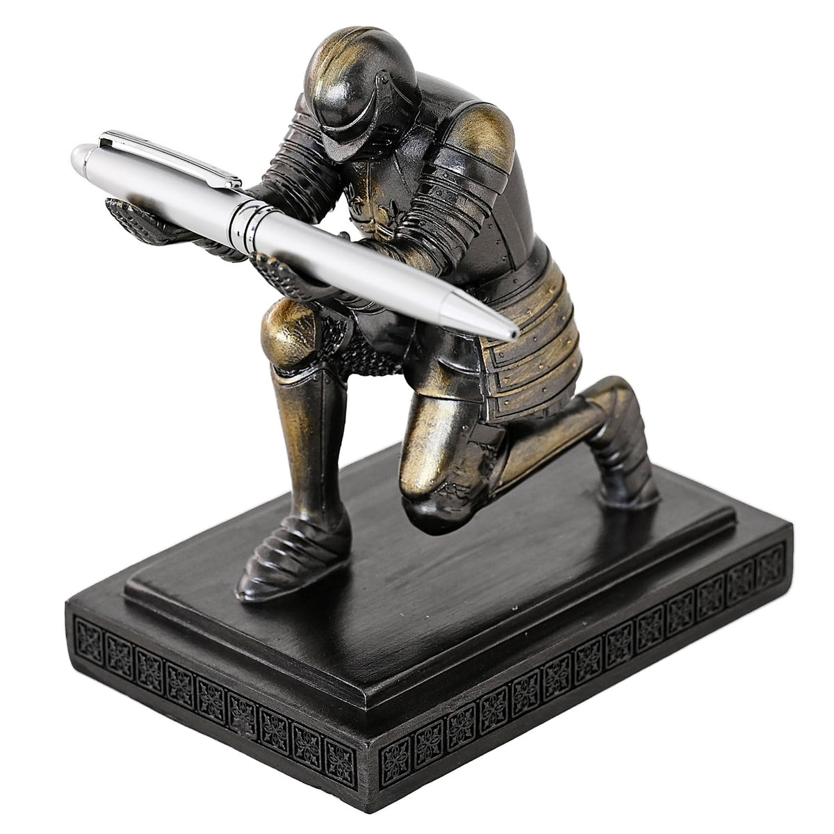 Amoysanli Executive Knight Pen Holder Decorative Resin Pen Holders For Desk Organizer Cool Ornament Gift For Office and Home (Iron)