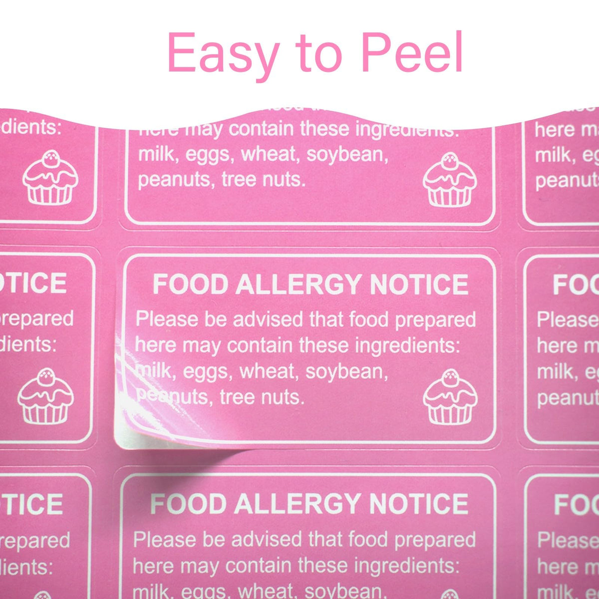 Hepertise 500 Pcs Food Allergy Stickers, 1x2 Inch Labels for Bakery, Cookie, Kitchen