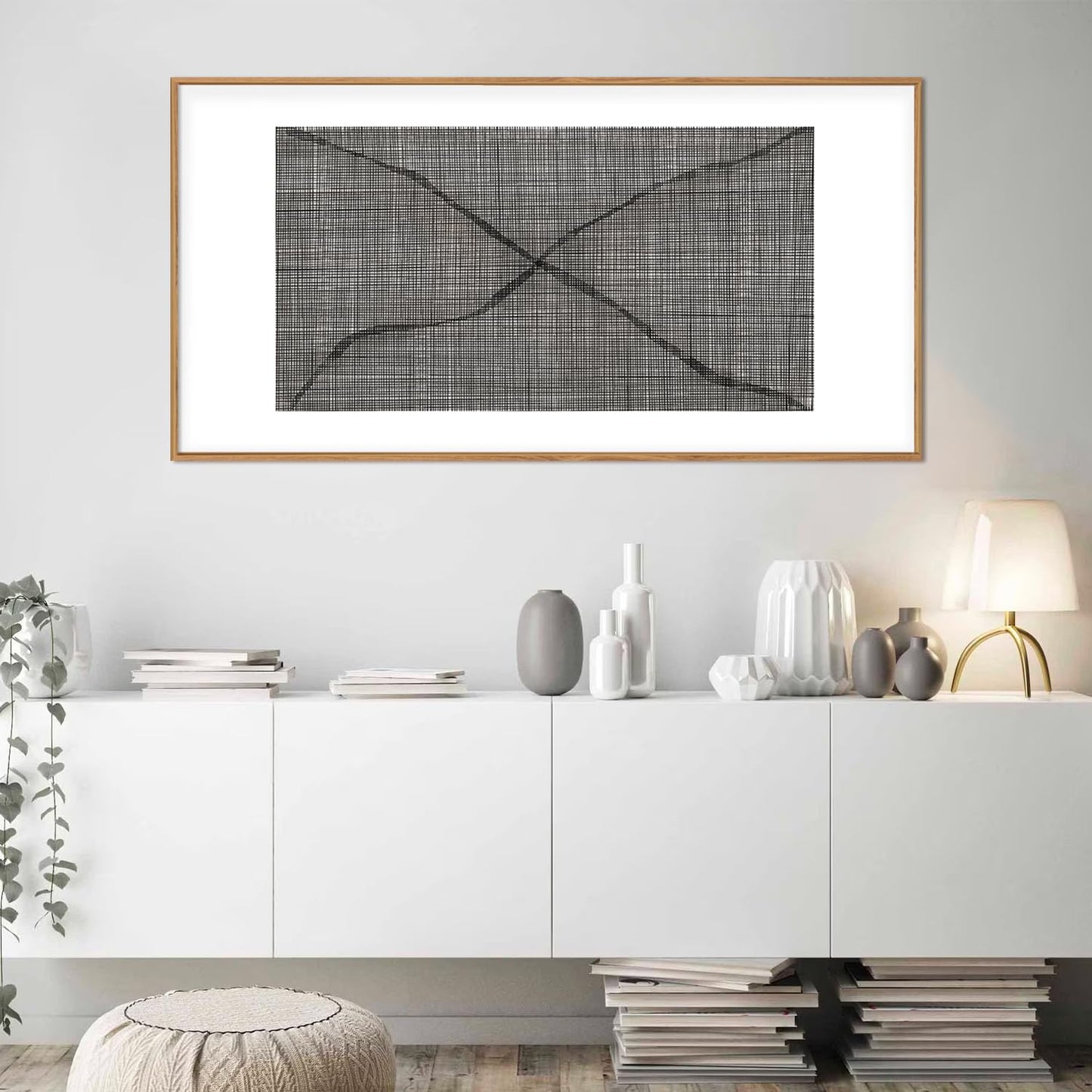 DRACIT Abstract Line Framed Canvas Wall Art Set,Minimalist Black and White Wall Decor,Neutral Geometric Print,Modern Mid Century Boho Artwork for Living Room,Bedroom-20 x40
