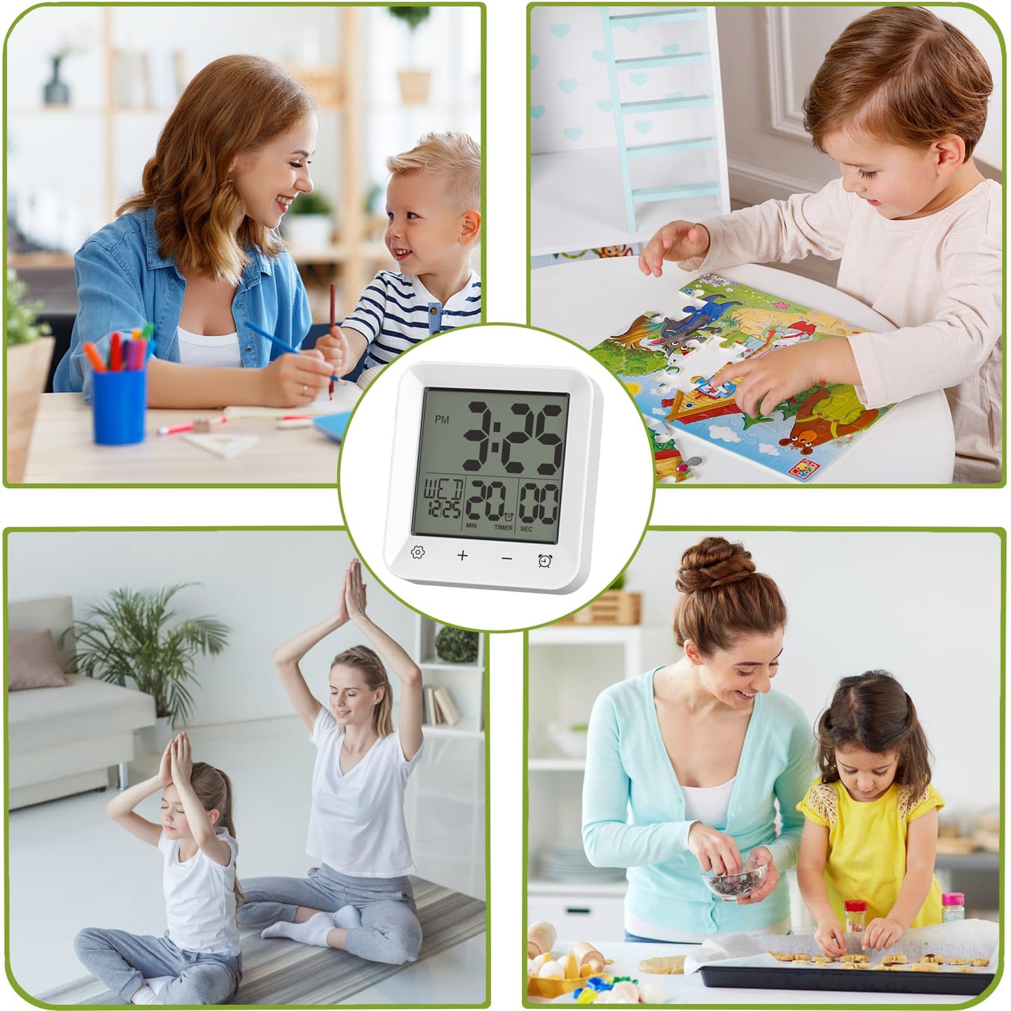 Wisoee Digital Shower Clock Waterproof, Bathroom Wall Clock Timer with Touch Screen, Temperature, LCD Display, Suction Cup Hanging Hole Stand for Kids and Adults