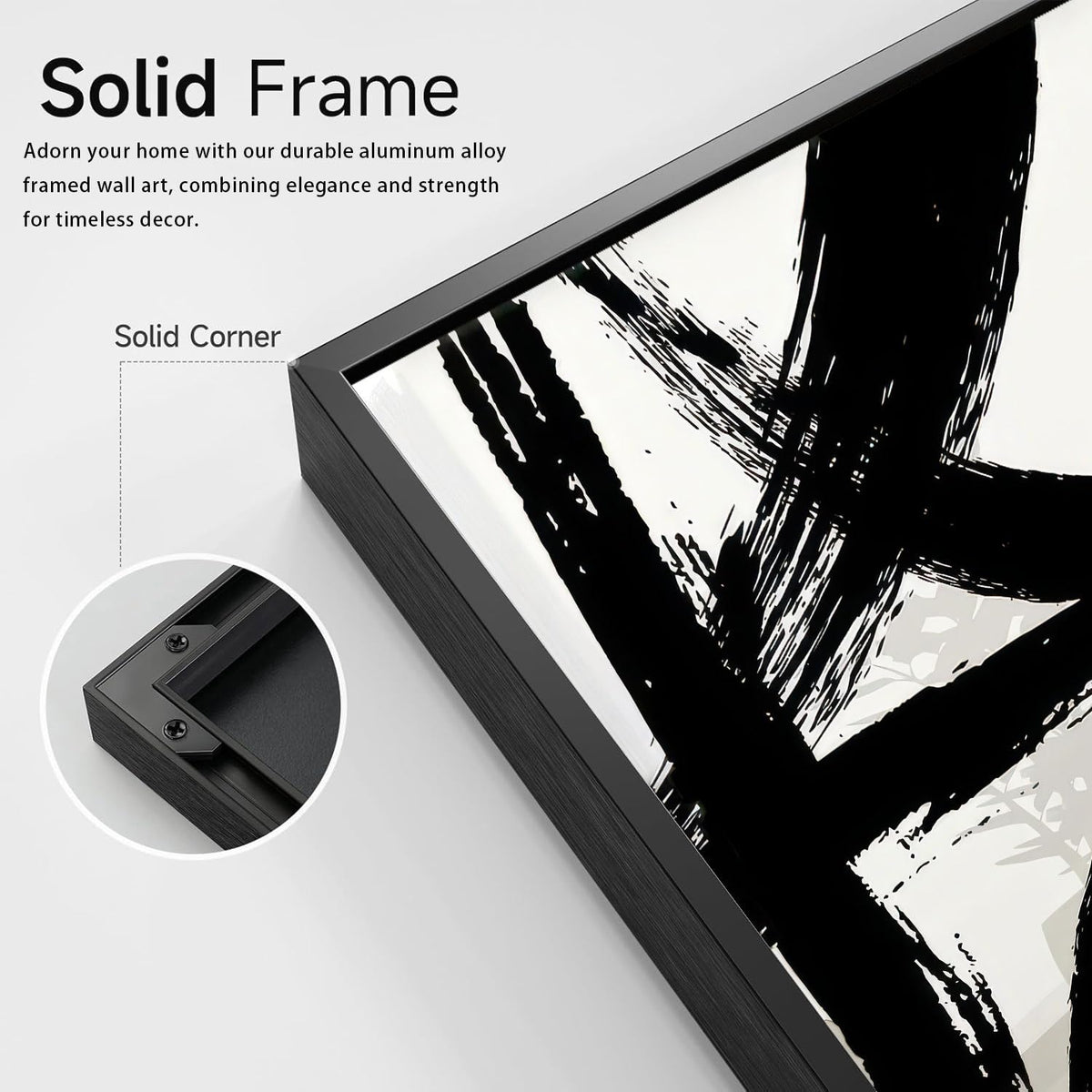 Set of 2 Framed Black and White Brush Stroke Canvas Wall Art Modern Abstract Minimalist Ink Line Painting Retro Mid-Century Geometric Poster Prints for Office Home Decor (12inx16in Framed)