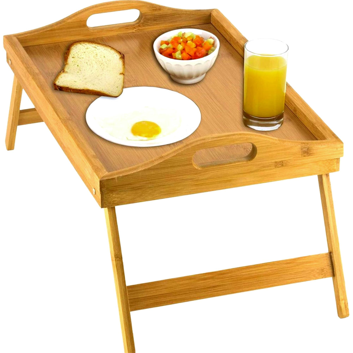 Home-It Bed Table Tray with Folding Legs - Bamboo Breakfast Tray with Handles for Bed, Sofa, Eating and Laptops, Snacking and Working