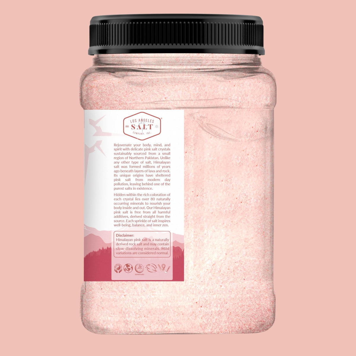 LA SALT CO Kashmir 2.5 Lbs Pink Himalayan Salt Jar, X-Fine | 100% Pure, Food Grade with 84 Trace Minerals | Kosher Certified, Vegan, Non-GMO, & Cruelty-Free