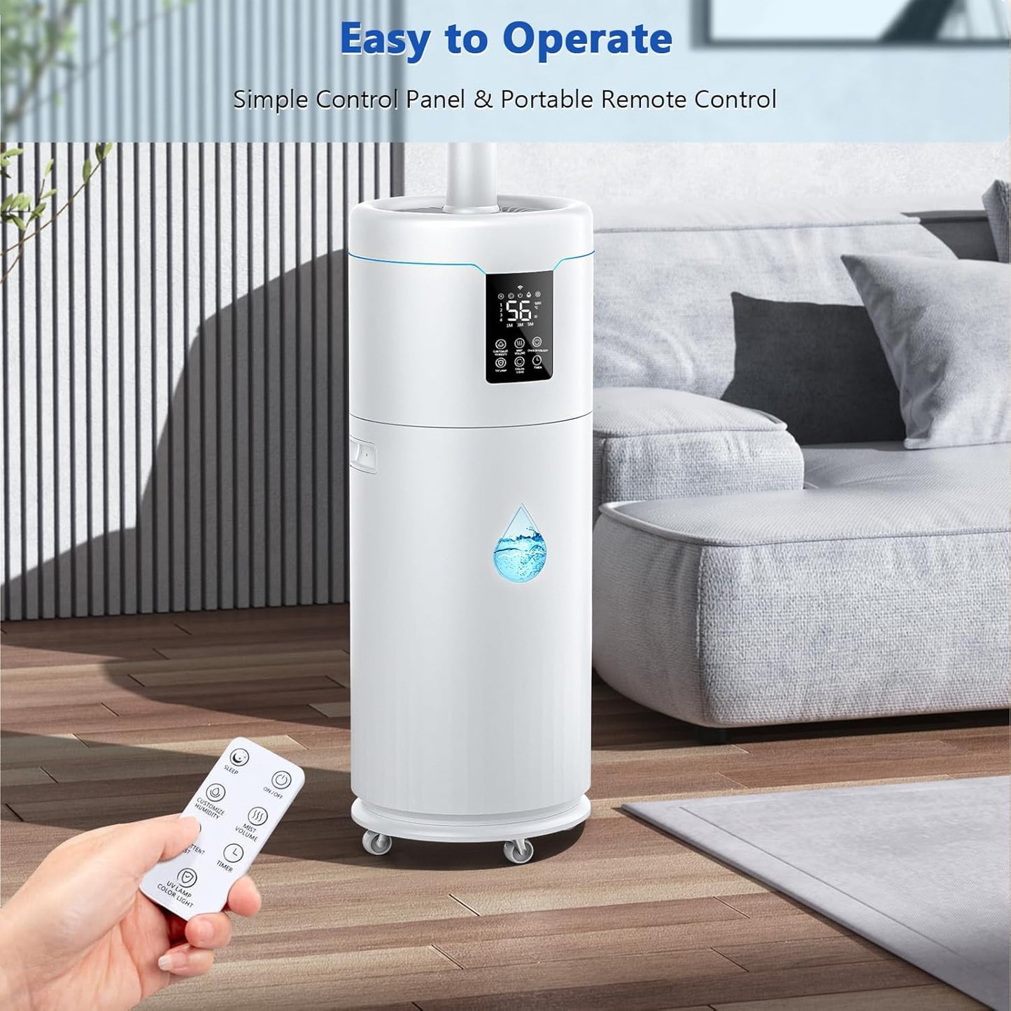 17L/4.5Gal Large Humidifiers for Bedroom 2000 sq ft, Quiet Humidifiers for Large Room, Floor Humidifier with 4 Mist Mode & Extension Tube for Home Whole House School Office Commercial Plants