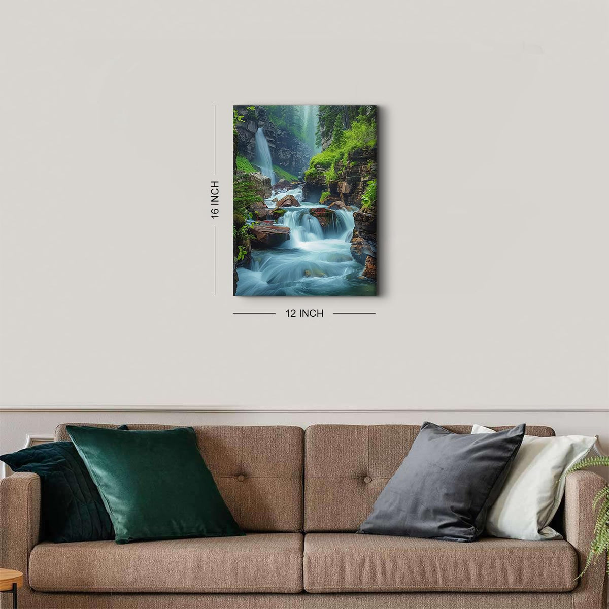 Waterfall Canvas Wall Art Nature Forest Pictures Zen Wall Decor Bathroom Decor Virginia Falls Landscape Poster Prints Tropical Mountain Scenery Painting Artwork Spa Living Room Home Decorations 12x16”