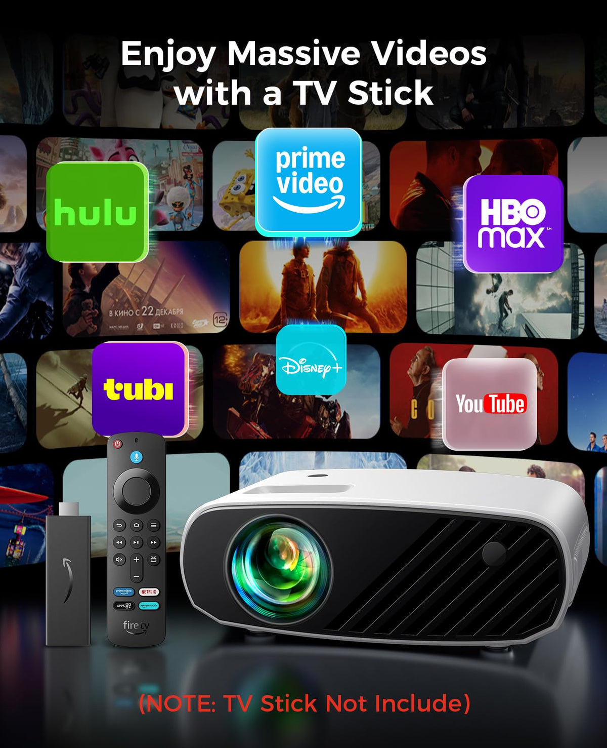Mini Projector, ELEPHAS Portable Projector for iPhone, 7000L with Synchronize Smartphone Screen, Movie Projector with 1080P HD/200 Screen Support, Compatible with Android/iOS/TV Stick/HDMI/USB/SD
