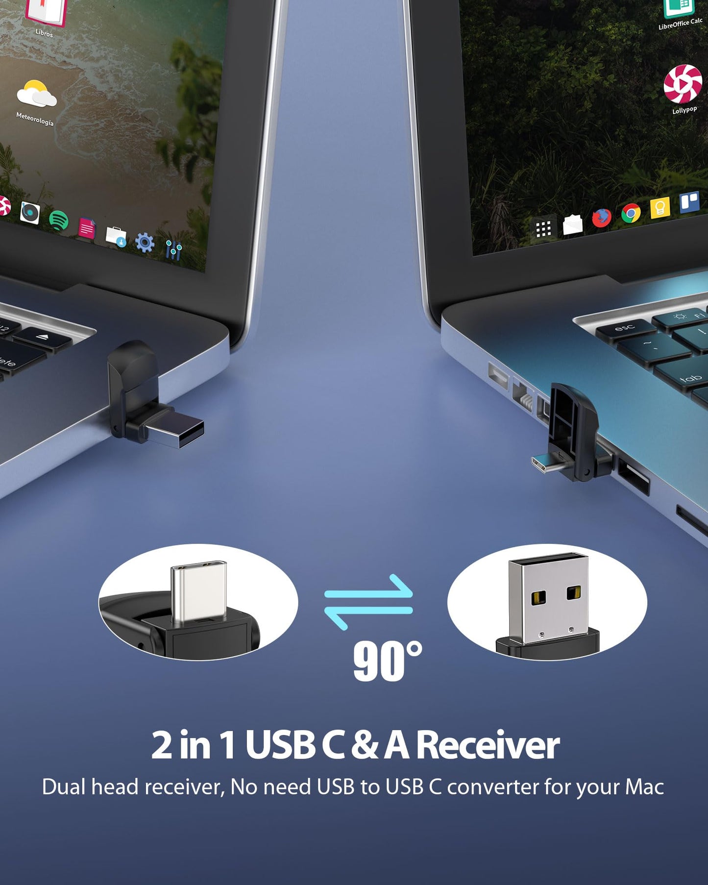 2-in-1 USB Type C Presentation Clicker Wireless Presenter Remote Clicker for PowerPoint Presentations with Pointer, RF 2.4GHz USB C PowerPoint Clicker Slide Advancer for Computer/Mac/Laptop