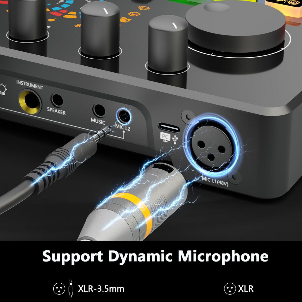 SquarockTek Podcast Equipment Bundle for 4, All-in-One Audio Mixer with Dynamic Micophones Noise Reduction for Live Streaming/Recording/Singing，PC,Smartphone，TikTok M100 3rd
