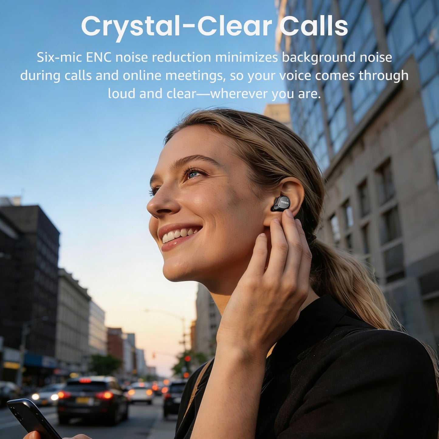TOZO NC9 Hybrid Active Noise Cancelling Wireless Earbuds, 6 Mics ENC Clear Call, IPX8 Waterproof, in Ear Bluetooth 5.3 Headphones Stereo Bass Ear Buds 60H Playtime with LED Display 32 EQs via APP