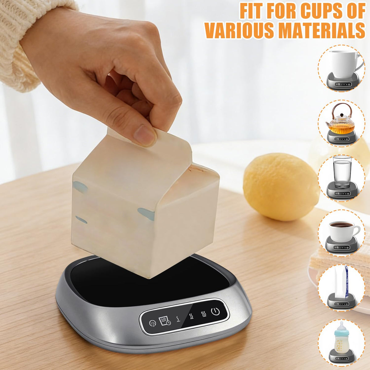 Coffee Mug Warmer, USB Powered Coffee Cup Warmers for Desk, Three Adjustable Temperature Settings and an Automatic Power-Off Function for Tea, Hot Cocoa, Milk(Gray)
