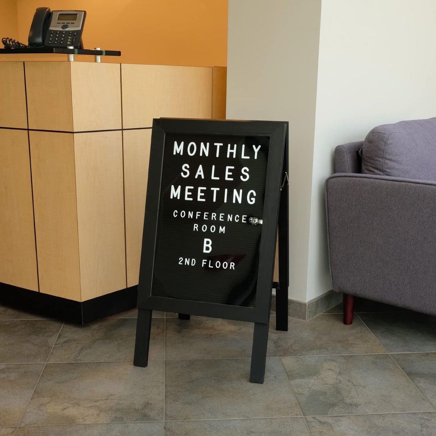Large Wooden A-Frame Sidewalk Sign 36x20 Felt Letter Board w/Changeable Letters - EGP-HD-0084