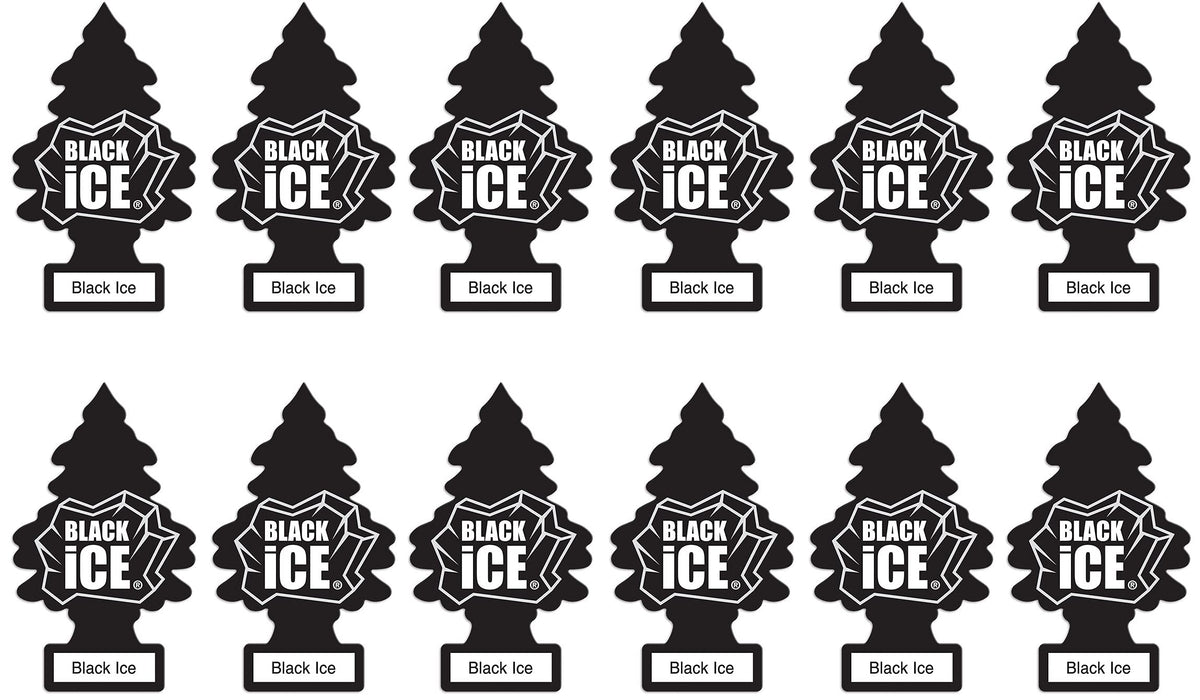 LITTLE TREES Car Air Freshener | Hanging Paper Tree for Home or Car | Black Ice | 12 Pack