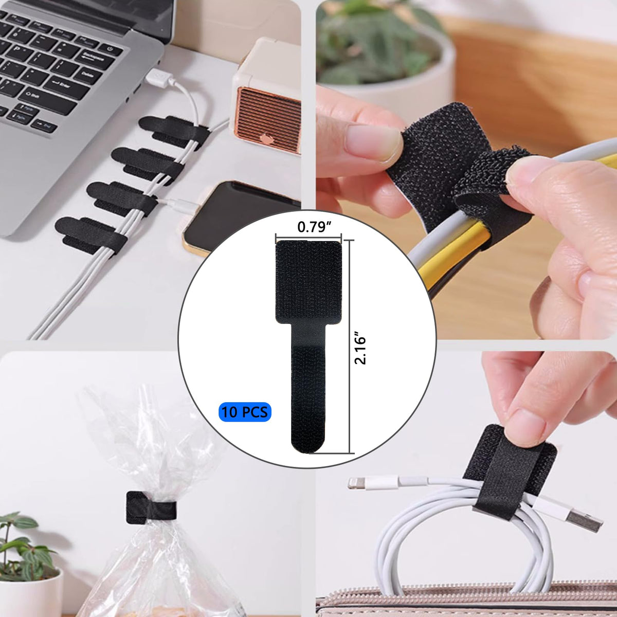 ELII 300PCS Cable Management Kit,4 Cable Sleeve 35 Cable Clips with 11Cord Holders,20 Roll Cable Organizer Straps and 200 Fastening Cable Ties,20 Cable Zip Tie Mounts for Computer TV Under Desk