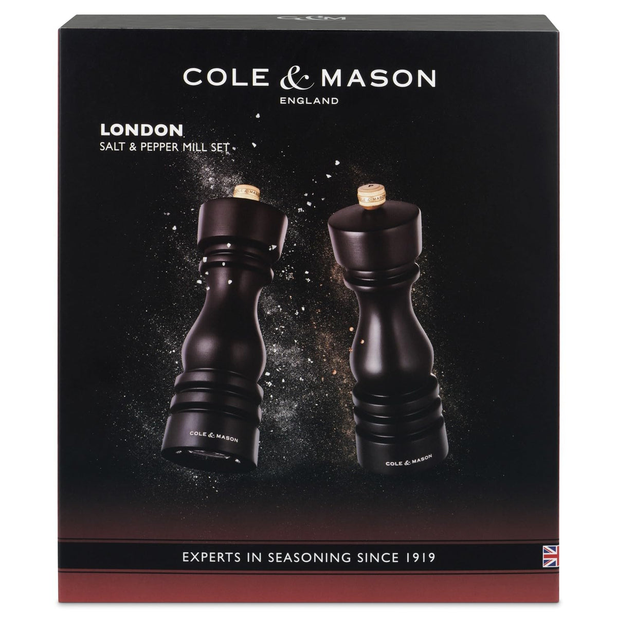 Cole & Mason London Refillable Spice Mill - Kitchen & Home Accessory - Salt and Pepper Grinder Set with Ceramic and Carbon Steel Mechanism - 7", Chocolate Wood