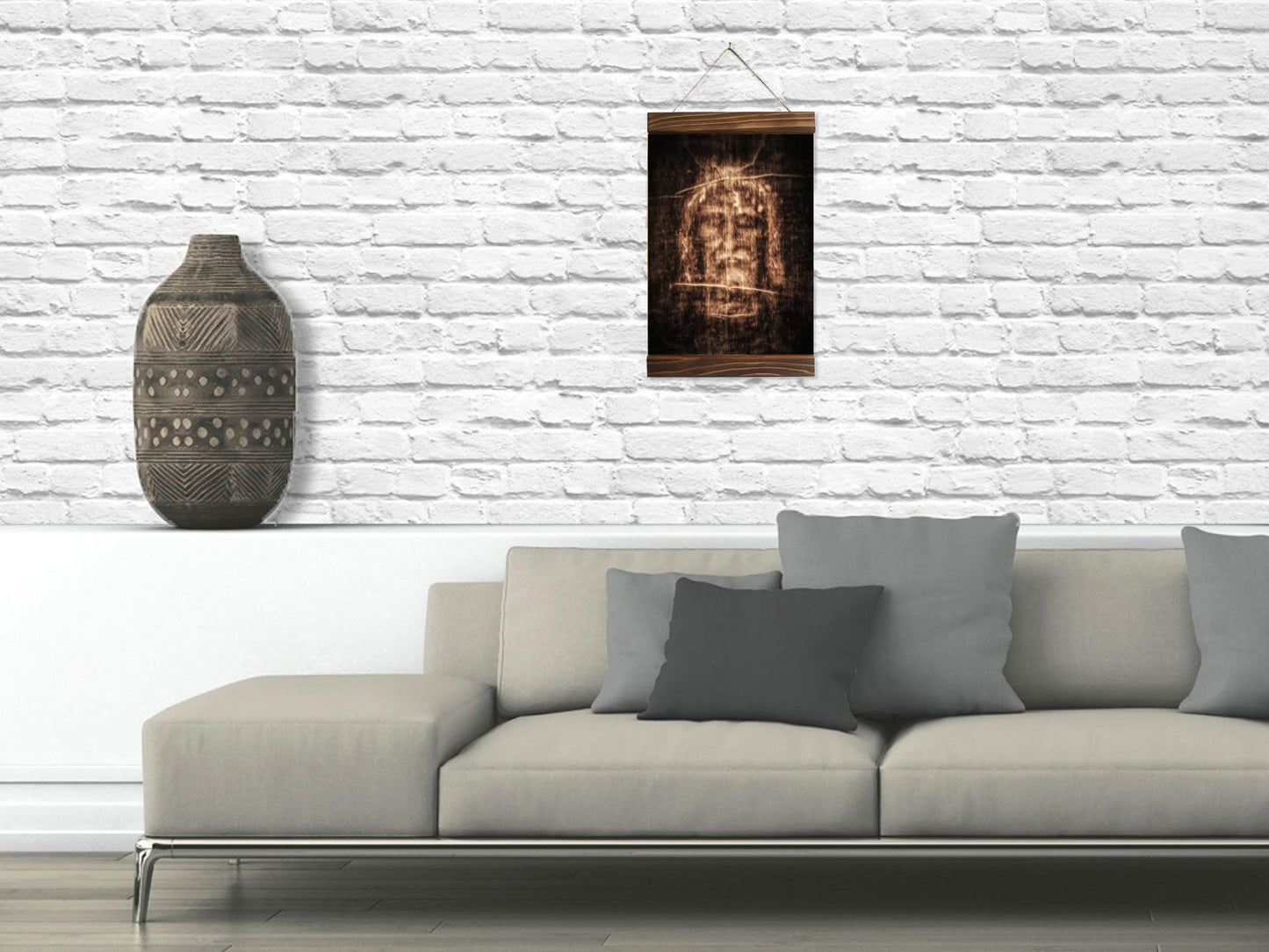 Shroud of Turin Holy Linen Wood Framed Canvas Print 8.7 x 11.8 Inches