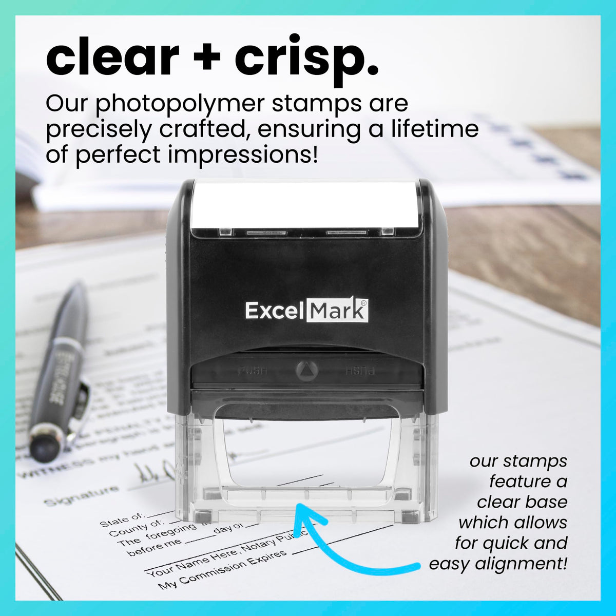 ExcelMark Notary Acknowledgement Stamp - Black Ink