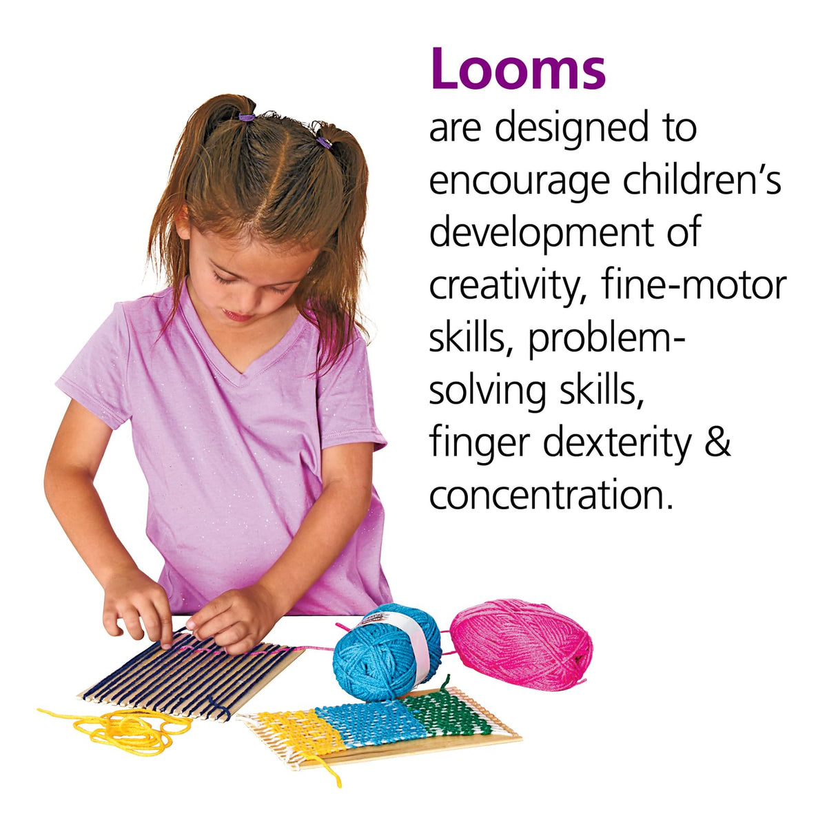Colorations RLOOM Beginners Wooden Loom, Set of 12, for Kids, Arts & Crafts, Weaving, Craft Activity, Motor Skills, Critical Thinking, Basket, Jewelry, Crochet, Teaching, Educational