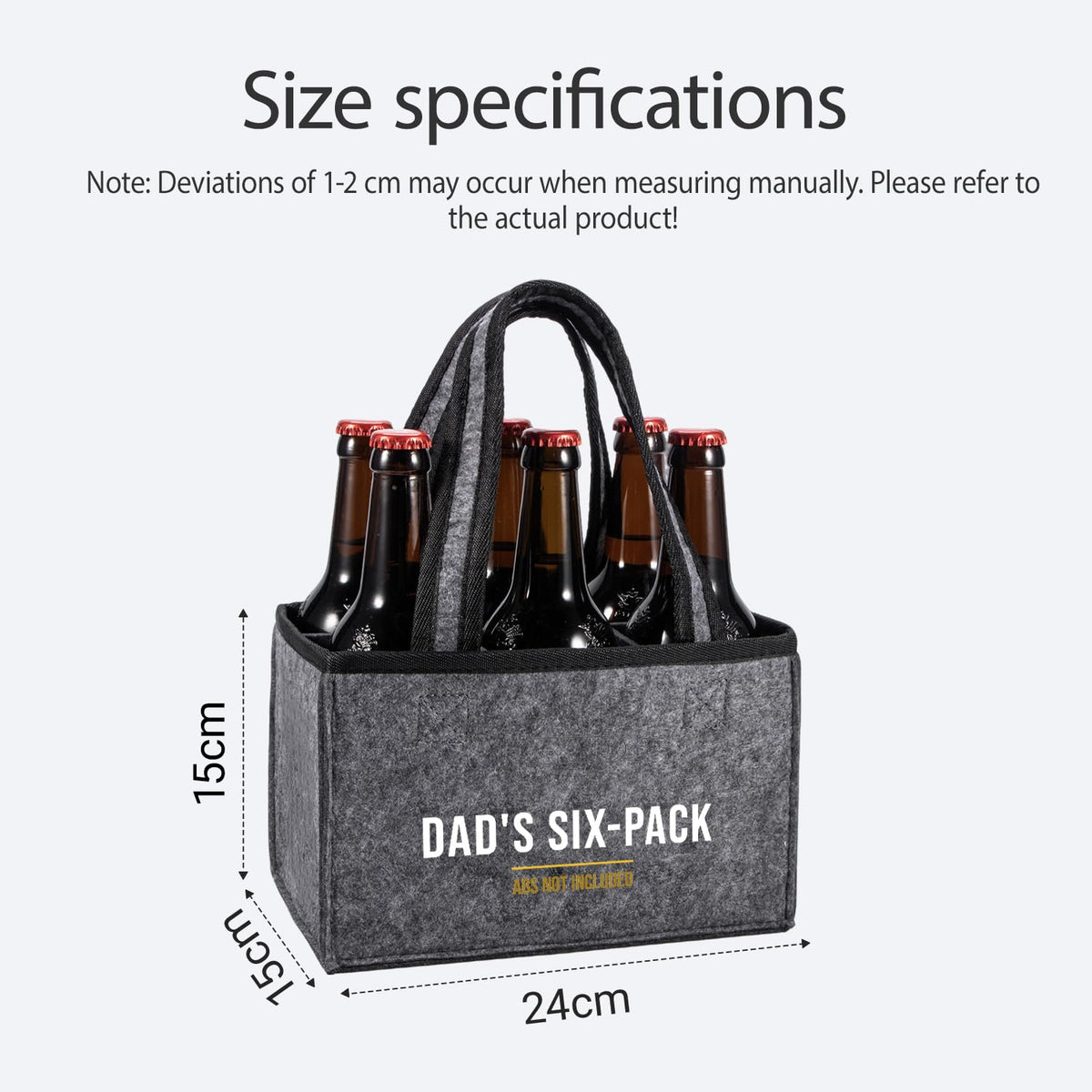 Funny Dad Gifts from Daughter Son, Dad Beer Carrier Felt Bottle Tote, Father’s Day Birthday Gift, Reusable Drink Caddy for Camping, BBQ, Picnic, and Party