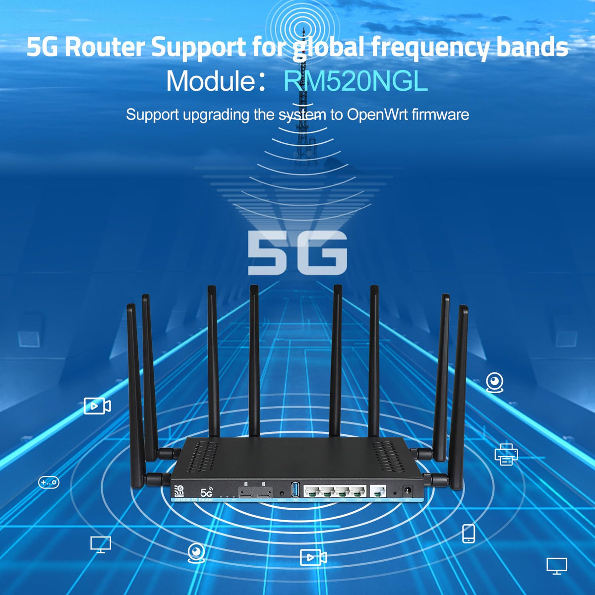 Zbtlink AX3000 5G WiFi 6 Router Unlocked with Dual SIM + eSIM, Sub-6GHz 2Gbps 5G NR Worldwide Bands n41/n77/n78 Compatible with AT&T T-Mobile Verizon, 8 External Antennas, 4 Gigabit LAN, OpenWRT