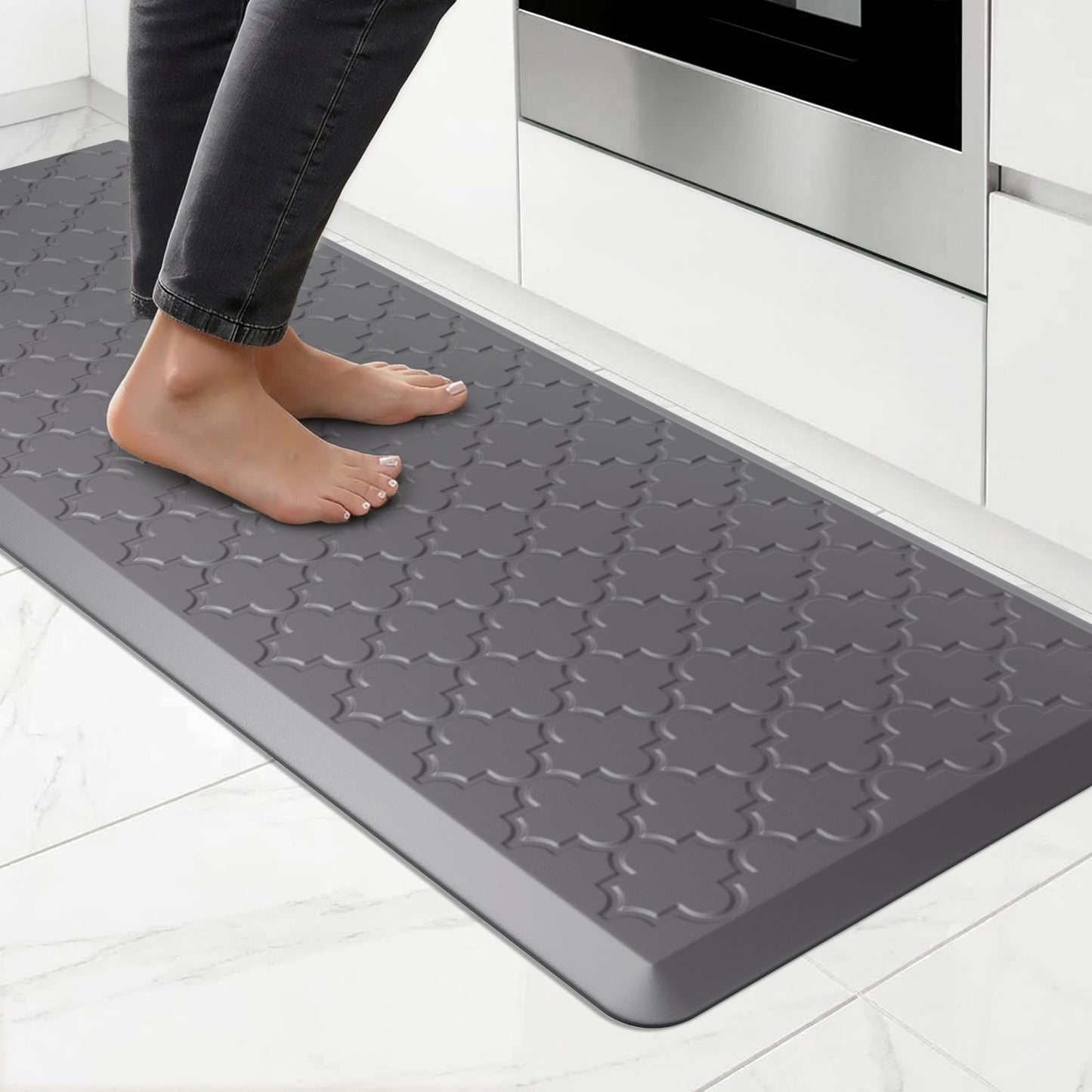 FYATHM Kitchen Mat Cushioned Anti Fatigue for Floor, Non-Slip Waterproof Comfort Rug for Kitchen Sink, Standing Desk & Laundry, 17.3"x39", Grey