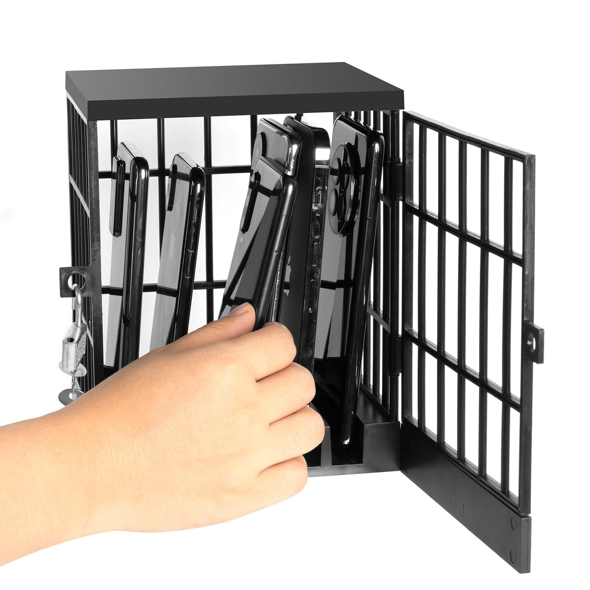 Gemaxvoled Cell Phone Jail Lock Box, Mobile Phones Prison Lockable Cage for Classroom Family Time Party