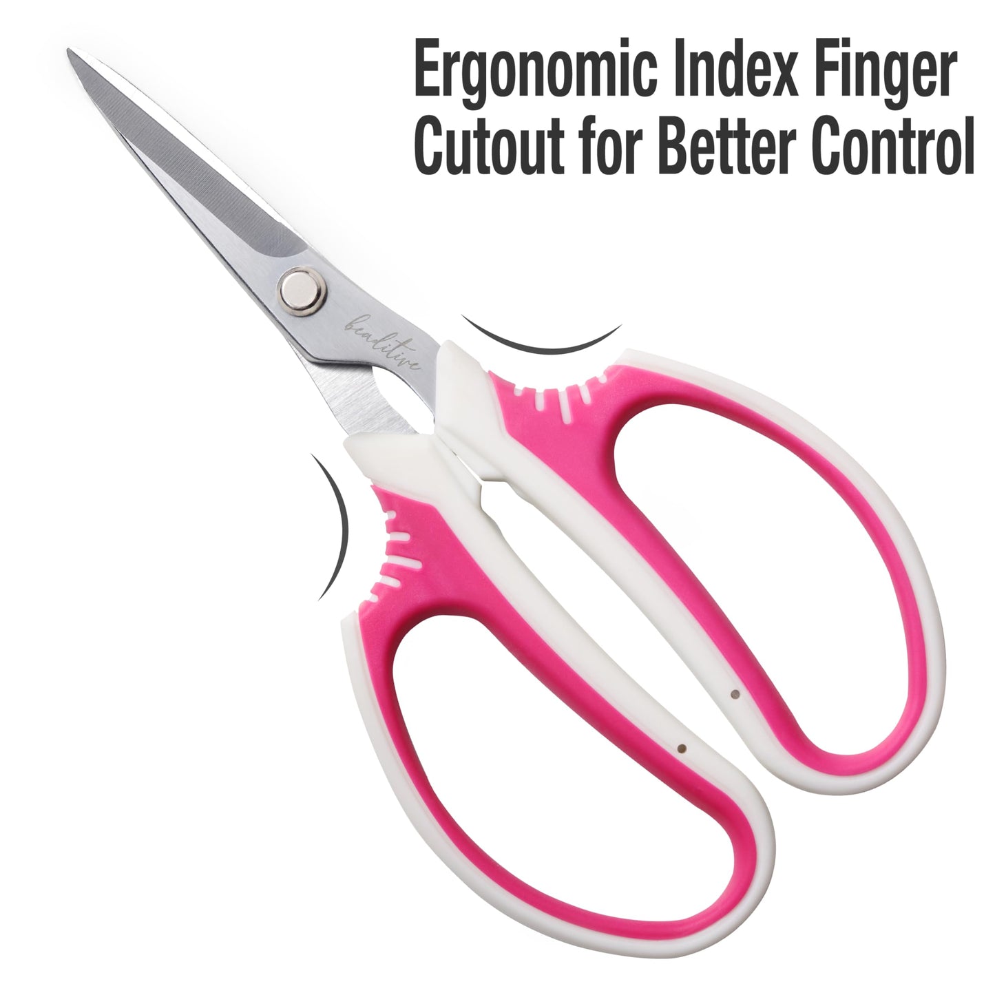 Beaditive Multipurpose Craft Scissors - High-Leverage Crafting Scissors with Sharp Carbon Steel Blades - Ergonomic Sewing Scissors for Heavy Duty Projects - Safe Office, Scrapbook, Leather Scissors