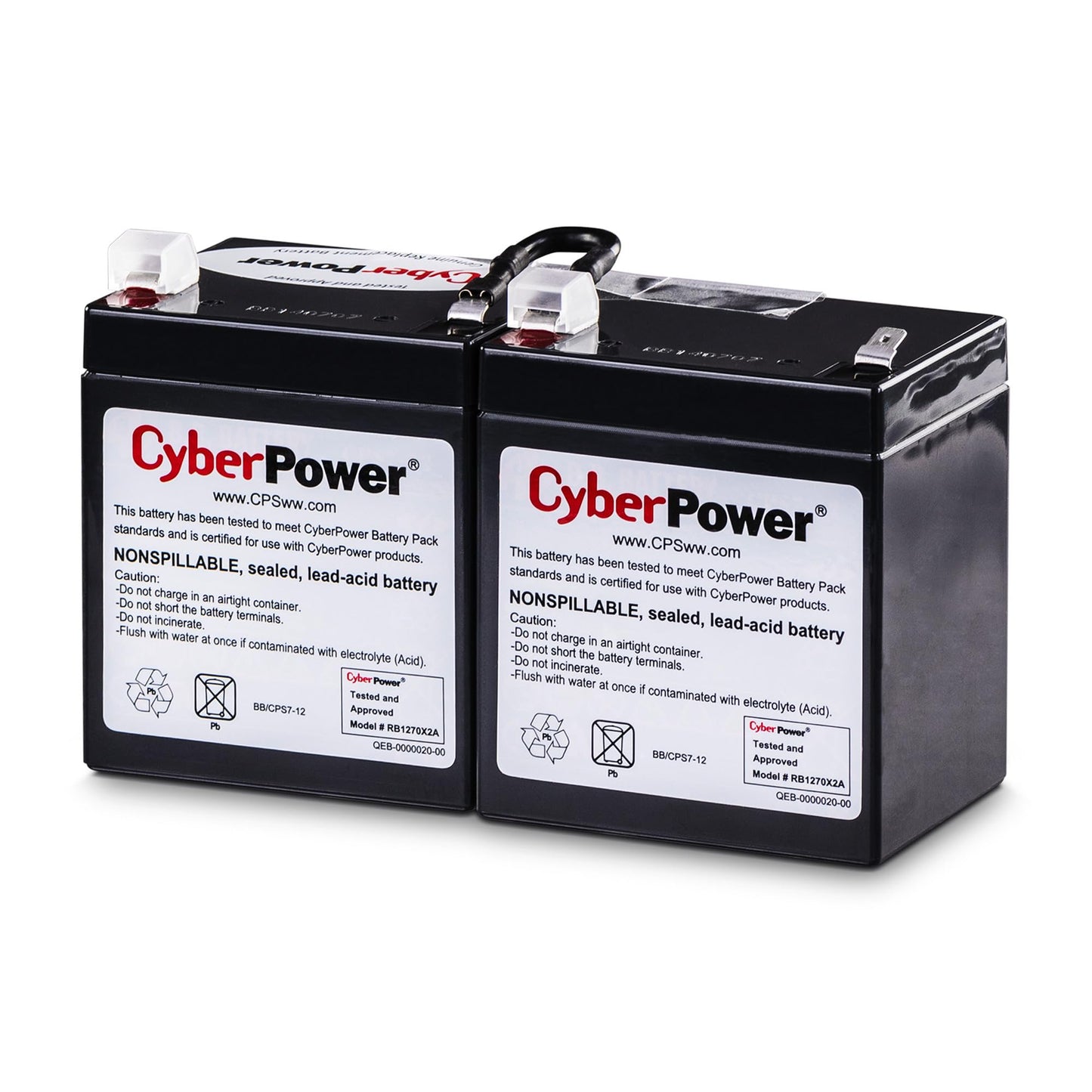 CyberPower RB1270X2A UPS Replacement Battery Cartridge, Maintenance-Free, User Installable, 12V/7Ah