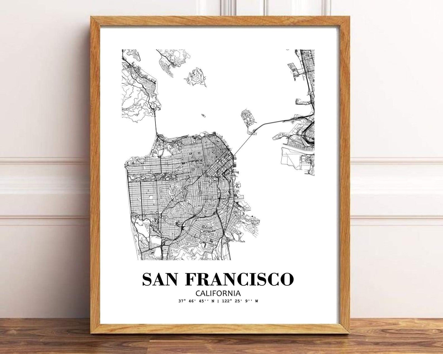 Eleville 8X10 Unframed San Francisco California City View Abstract Road Modern Map Art Print Poster Wall Office Home Decor Minimalist Line Art Hometown Housewarming wgn474