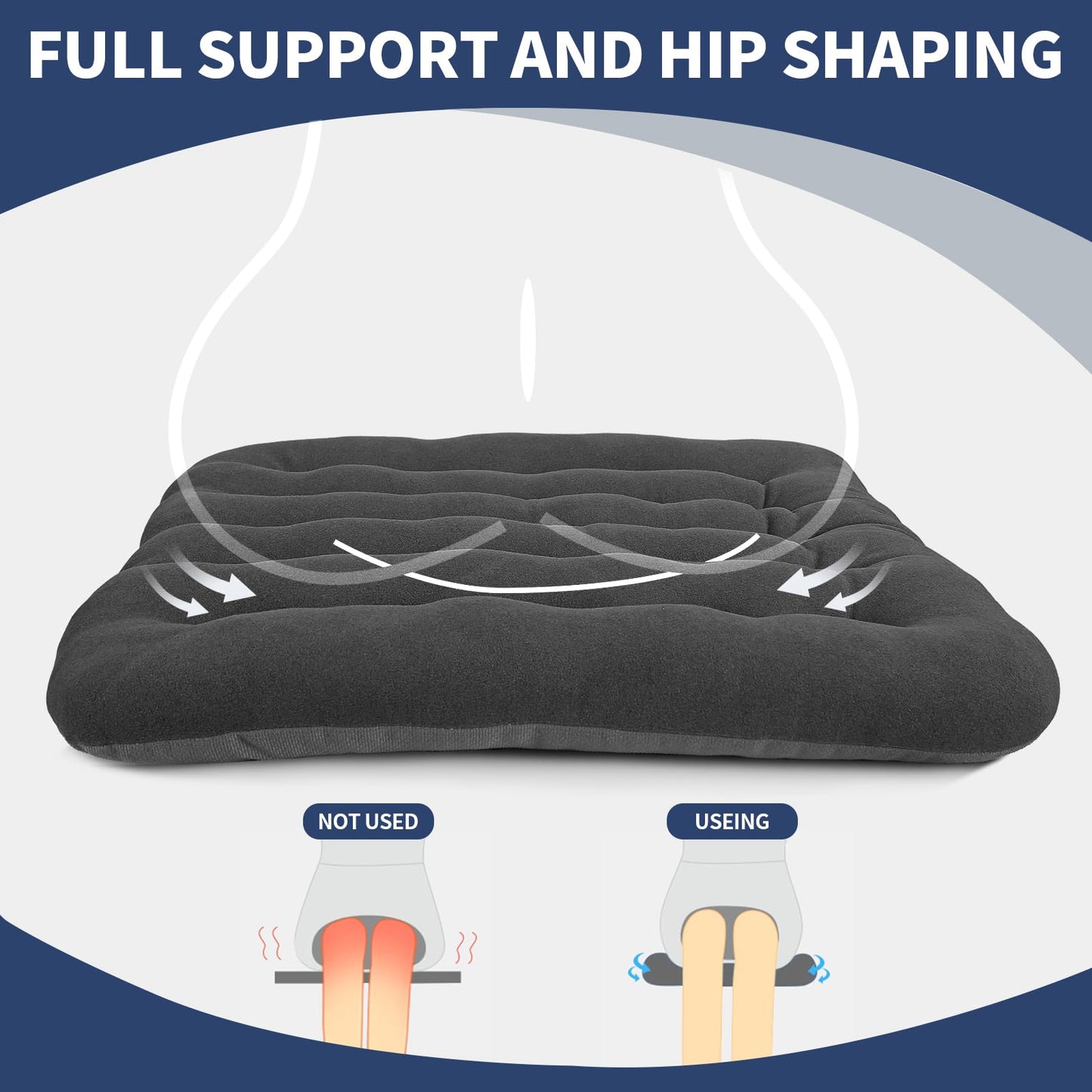 BUYUE Good Support Office Chair Cushion Padded, Soft Velvet Comfortable Non-Slip Seat Cushion for Computer Desk Kitchen Chair (1 Count, Gray)