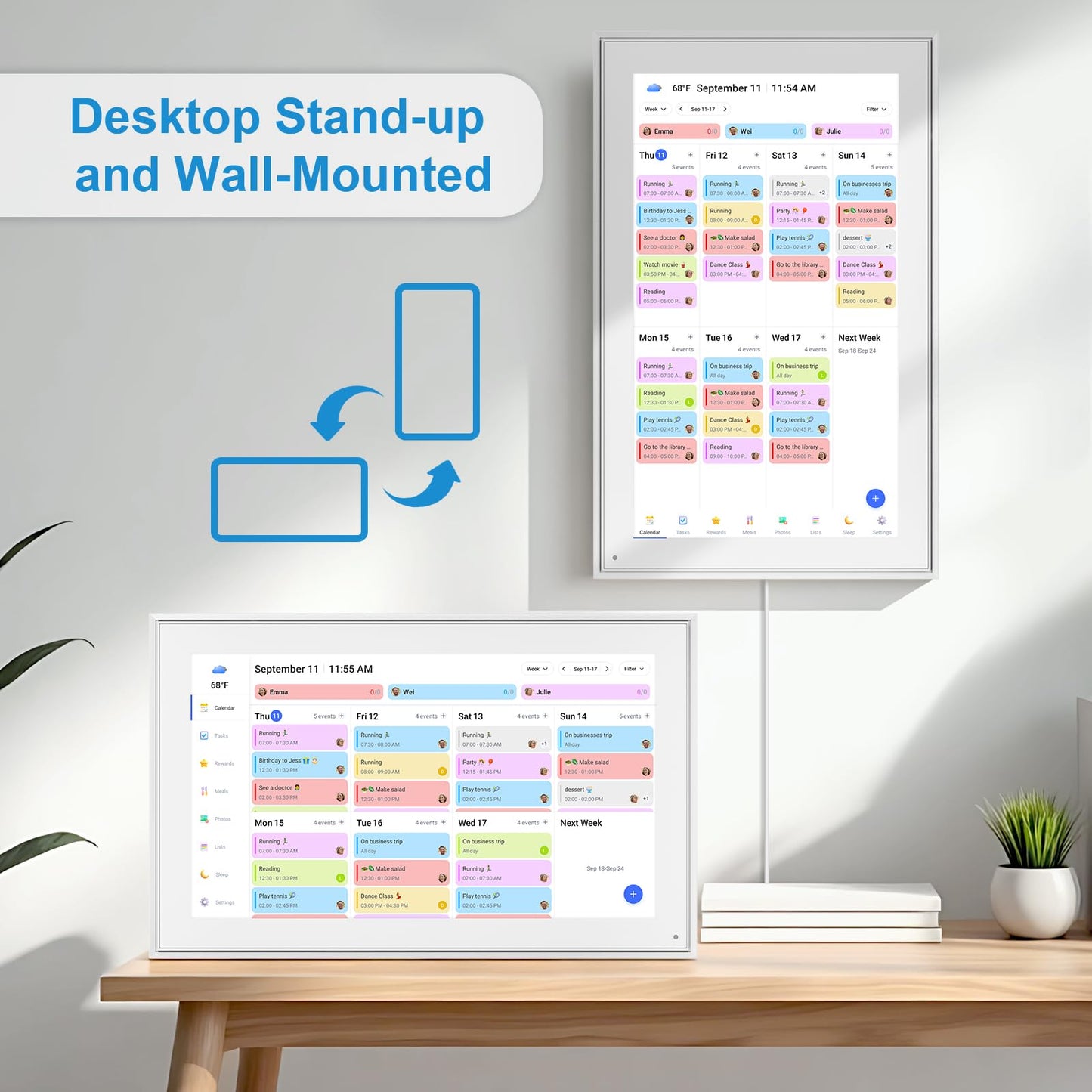 15.6 Inch Digital Calendar Wall Touch Screen Chore Chart, 32GB Electronic Calendar + Smart Family Planner, Wall and Desk Mountable, Gifts for Women Men, Gifts for Mom Dad