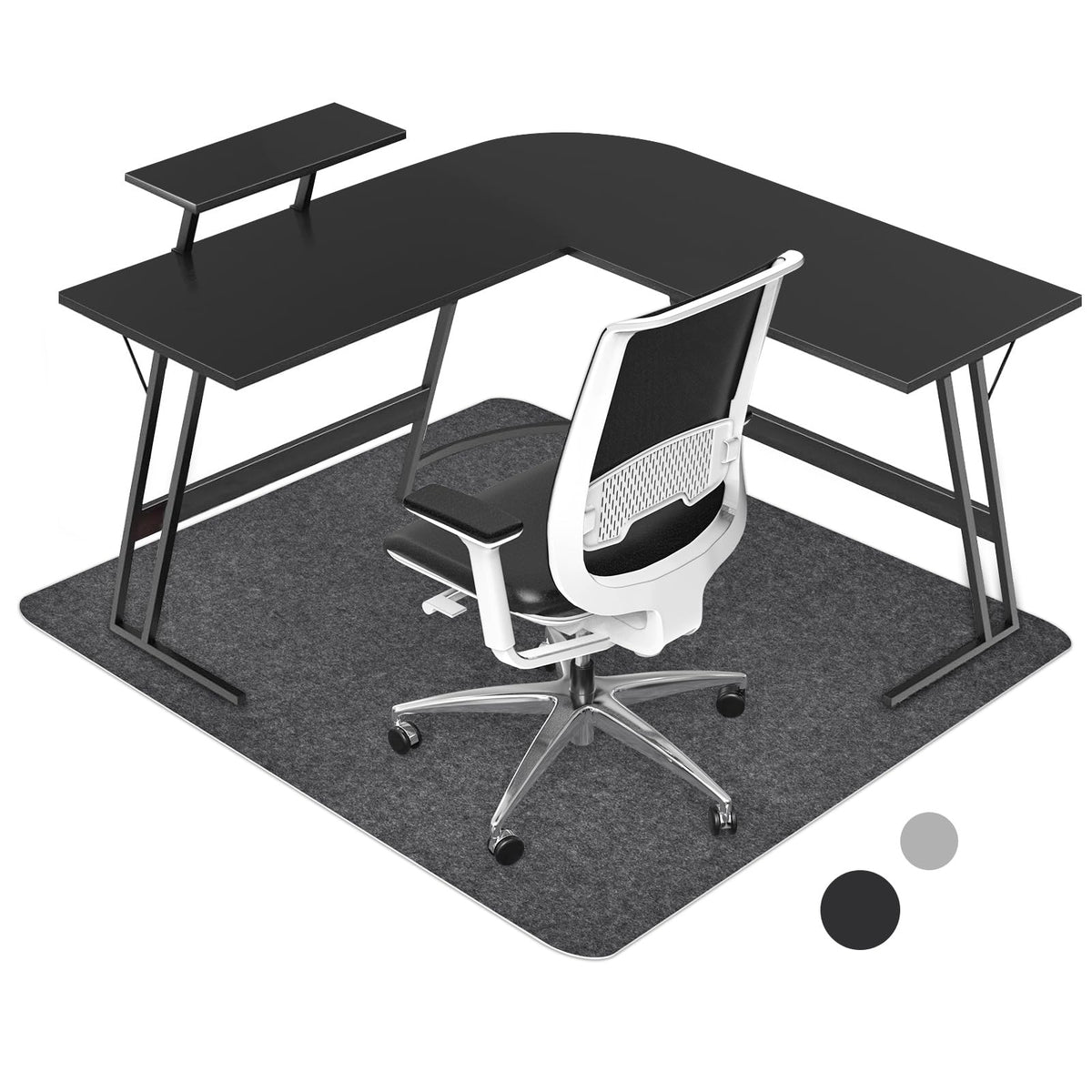 Placoot Office Chair Mat for Hardwood Floor, 55"x63" Large Size Computer Chair Mat, Desk Chair Mat, Large Anti-Slip Floor Protector for Home Office Dark Grey
