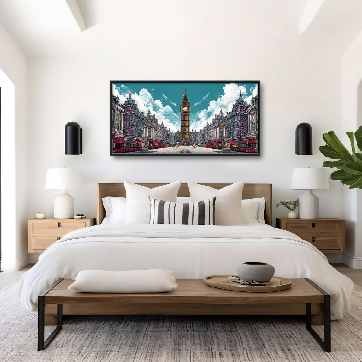 Large Wall Art For Living Room London Big Ben Canvas Wall Decor England Cityscape Pictures Paintings Prints Big Artwork Framed Modern Decorations For Office Bedroom Bathroom Gifts 60" x 30"