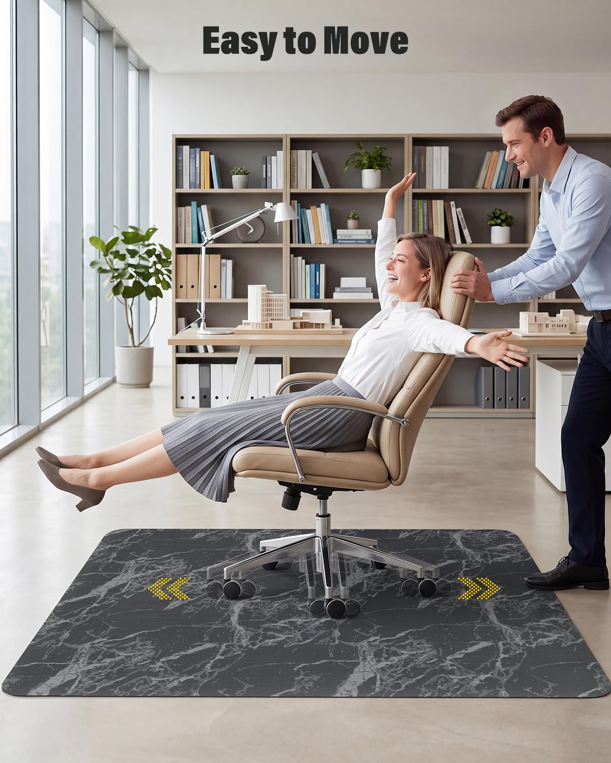 Asrug Office Chair Mat for Hardwood Floor 36" x 48" Desk Computer Chair Mat for Rolling Chair PVC Plastic Durable Non-Slip Under Desk Rug,Hard Floor Protector for Office Home, Gray Marble Design Mat