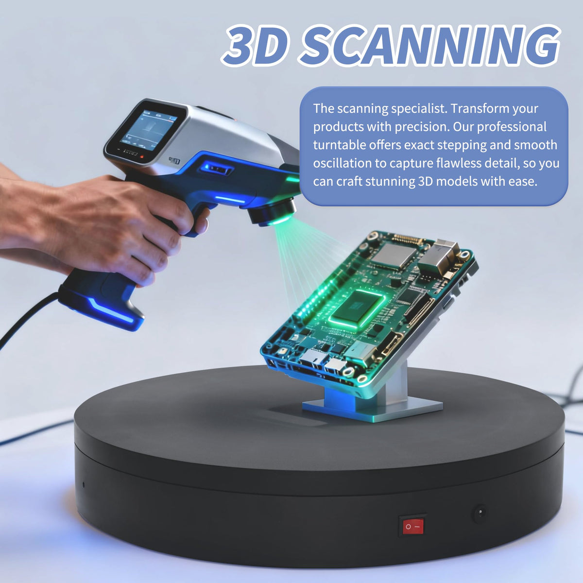 Foxvee Remote-Controlled Motorized Turntable,Motorized Rotating Display Stand,Speed-Adjustable Rotating Platform,Multi-Mode 360° Photography Turntable for 3D Scan,Photography,Showcase(7.87inch/Black)