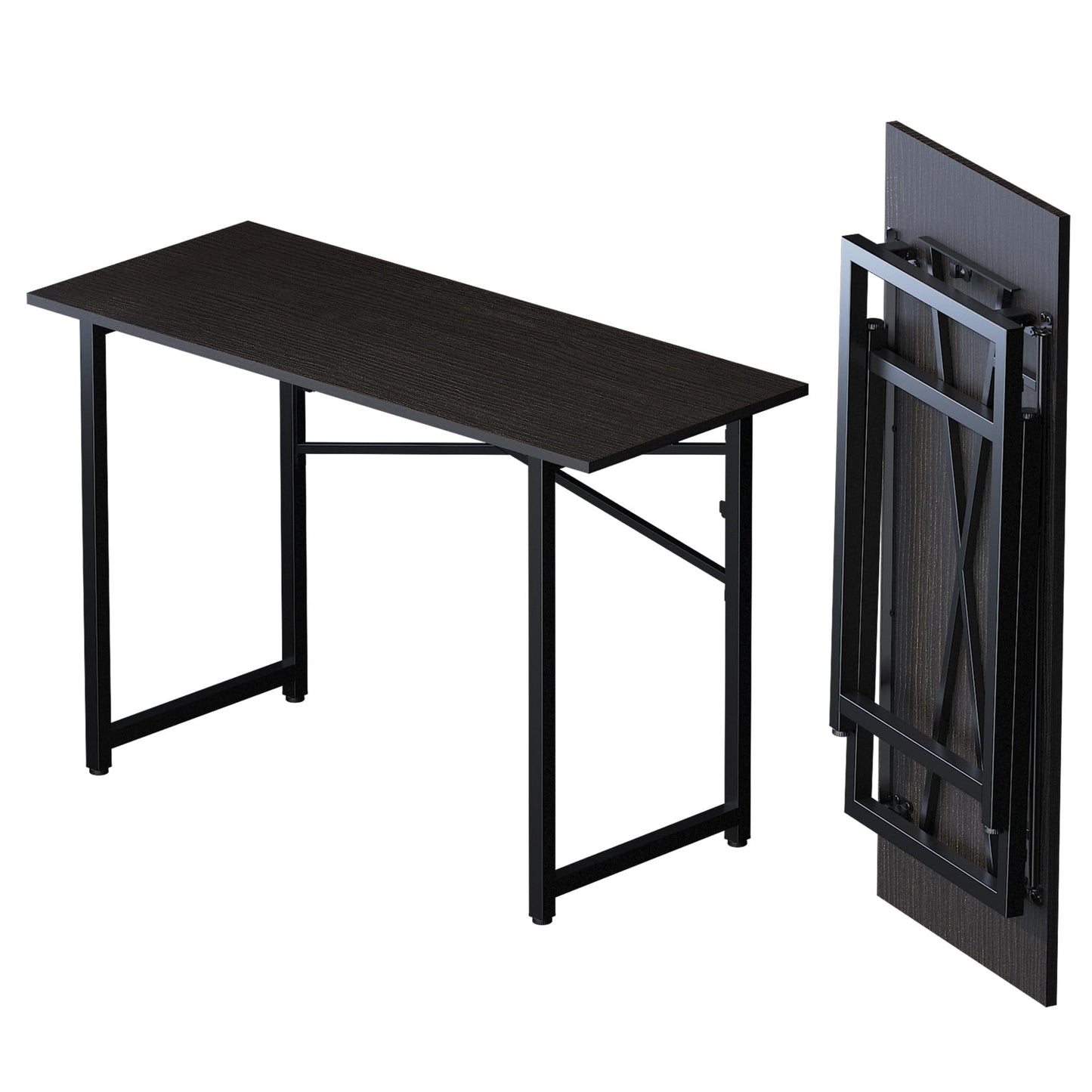 Lutown-Teen Folding Computer Desk 47 inch Writing Gaming Computer Camping Table, No Assembly Required Home Office Desk, Black
