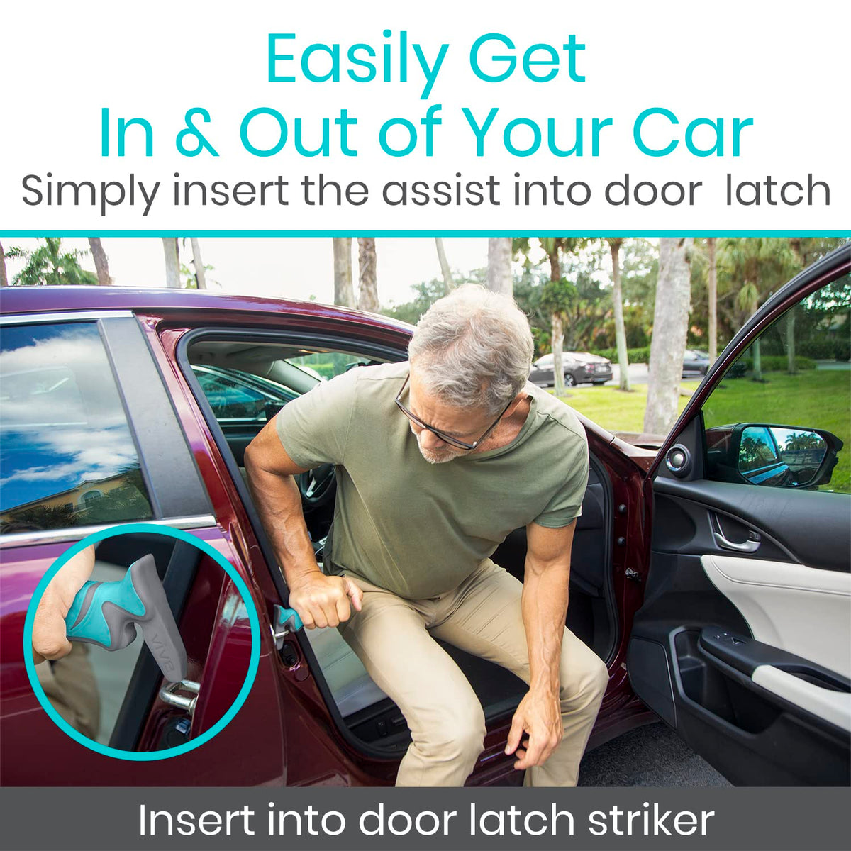 Vive Car Handle Assist for Elderly - Vehicle Support Handle - Standing Mobility Aid Tool for Elderly - Safety Door Handle Autocane (2 Pack)