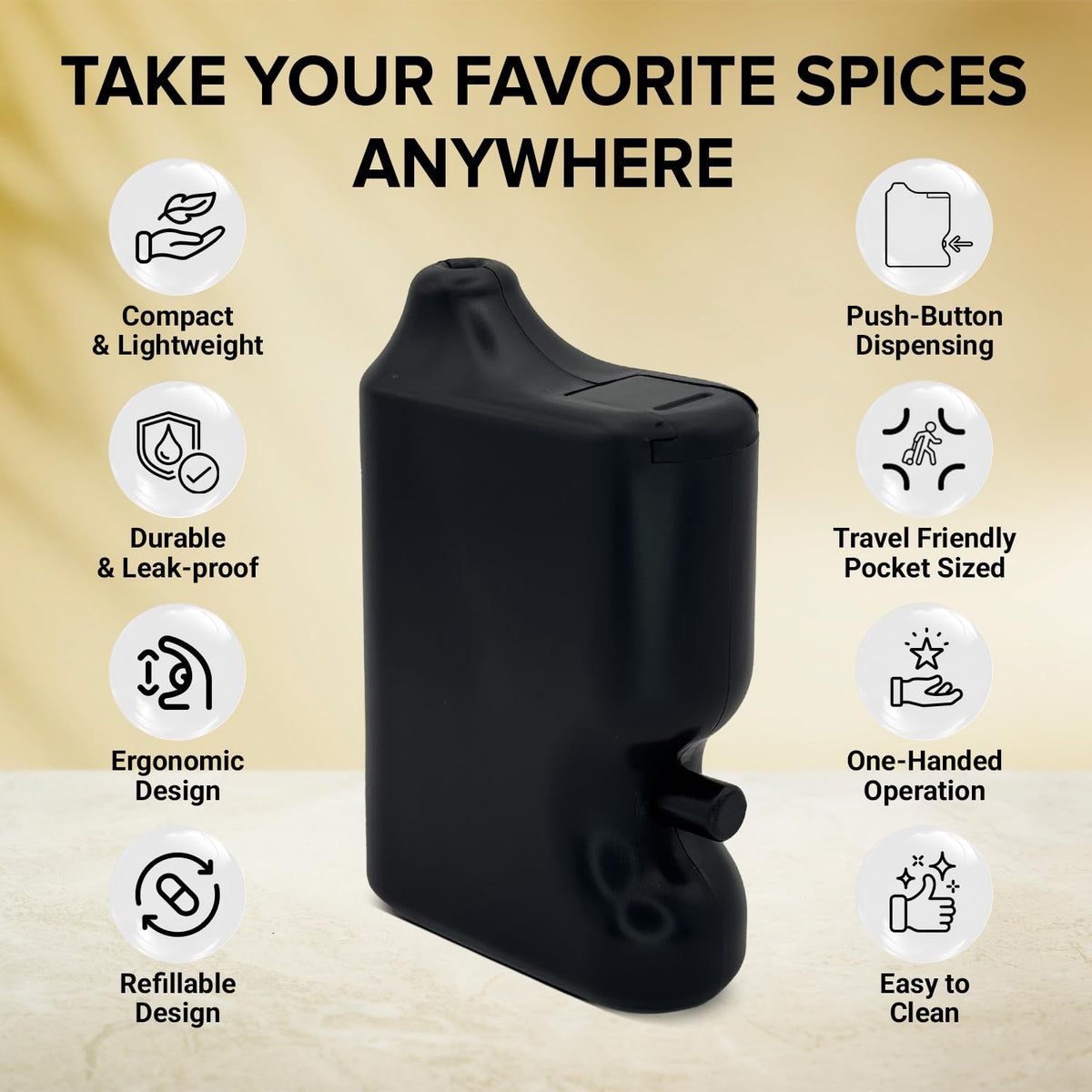 Portable Pepper Shaker (Black) - Versatile Seasoning Set, Multi Functional Salt Dispenser Spice Shakers for Easy Use - Convenient & Durable Plastic Salt and Pepper Dispenser for Fine Spices