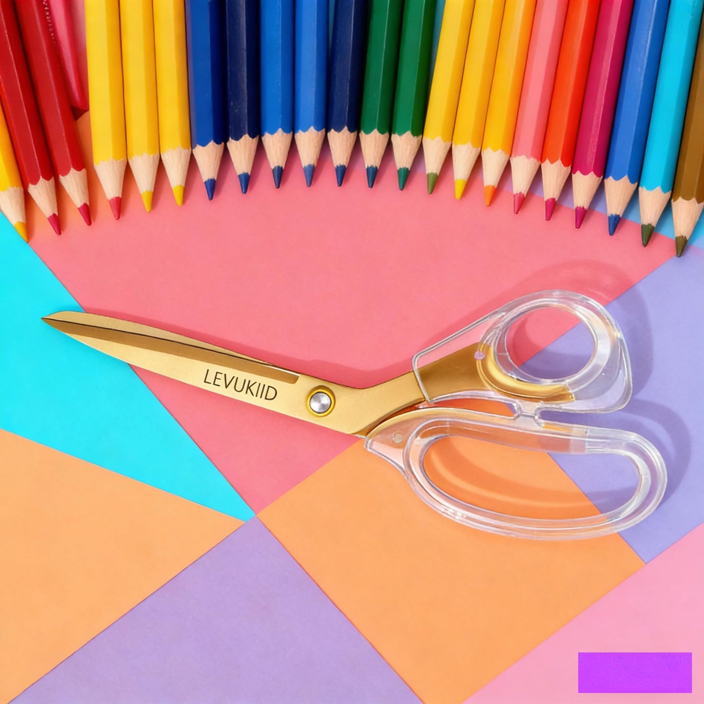 All Purpose Scissors, Scissors For Office,Clear Gold Ergonomic Handle, Titanium Coated Blades, Modern Design for Office, Craft & Home Use – 3-Pack Durable All Purpose Desk Scissors/Gold