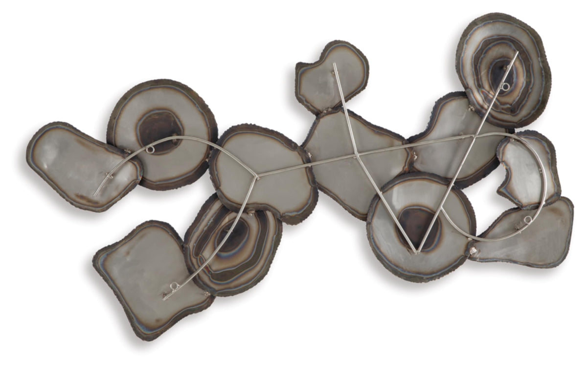 Signature Design by Ashley Worthman Contemporary Metal Abstract Wall Decor 40 x 20 Inches, Dark Brown & Light Gray