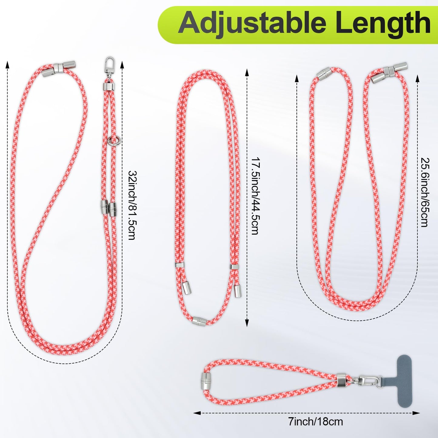 ZOYTONE Phone Lanyard & Phone Wrist Strap, 3 in 1 Adjustable Anti Theft Phone Strap for Cell Phone Lanyard, Convertible Crossbody Strap with Locking Knob for Travel Hiking Cycling Climbing (Pink)